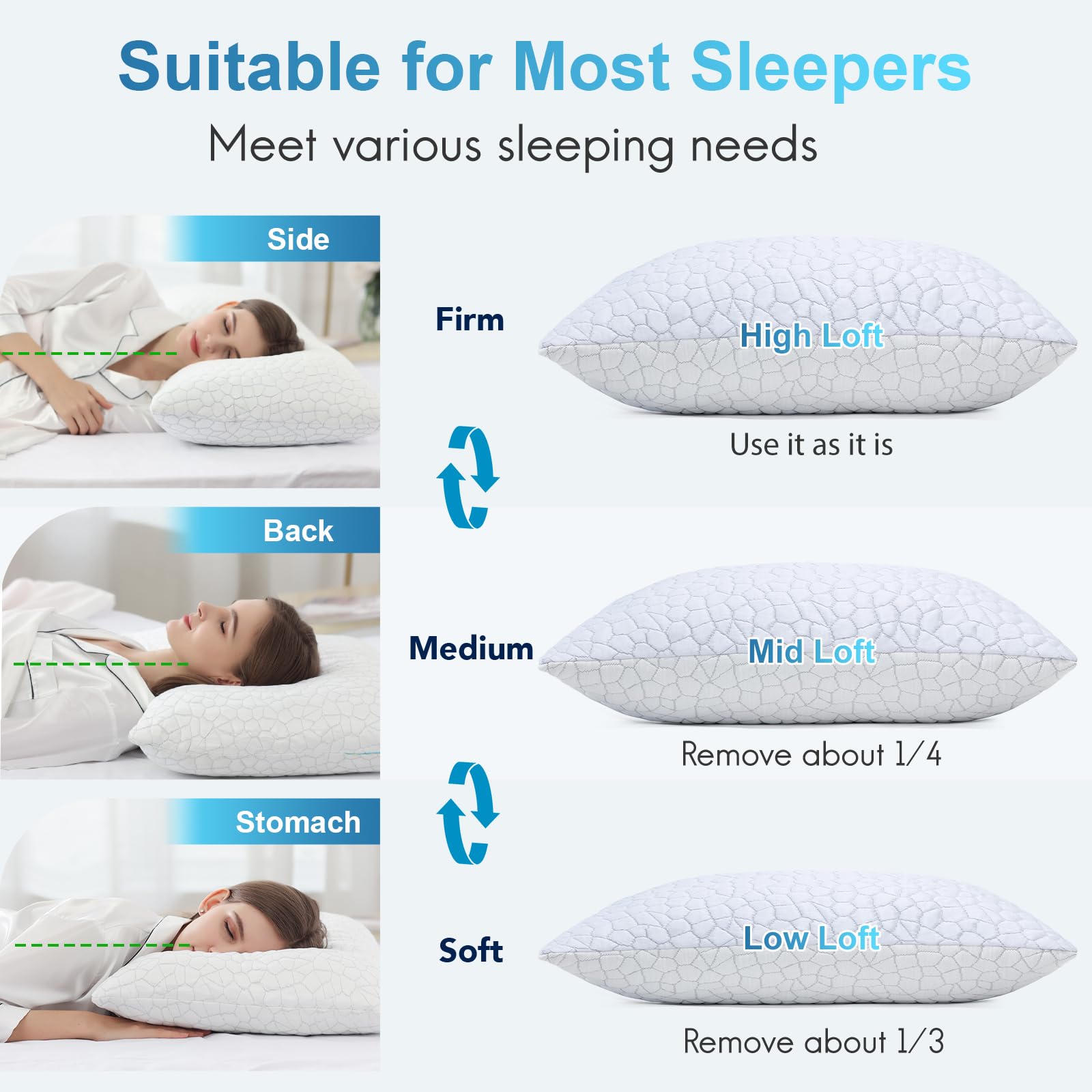 QUTOOL pillow on bed in a bedroom setting showing cool-sleep lifestyle benefit