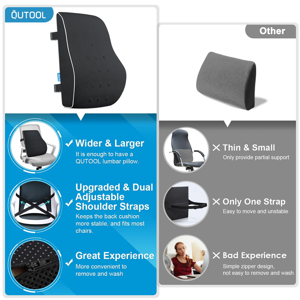 QUTOOL adjustable straps and buckles securing pillow to chair