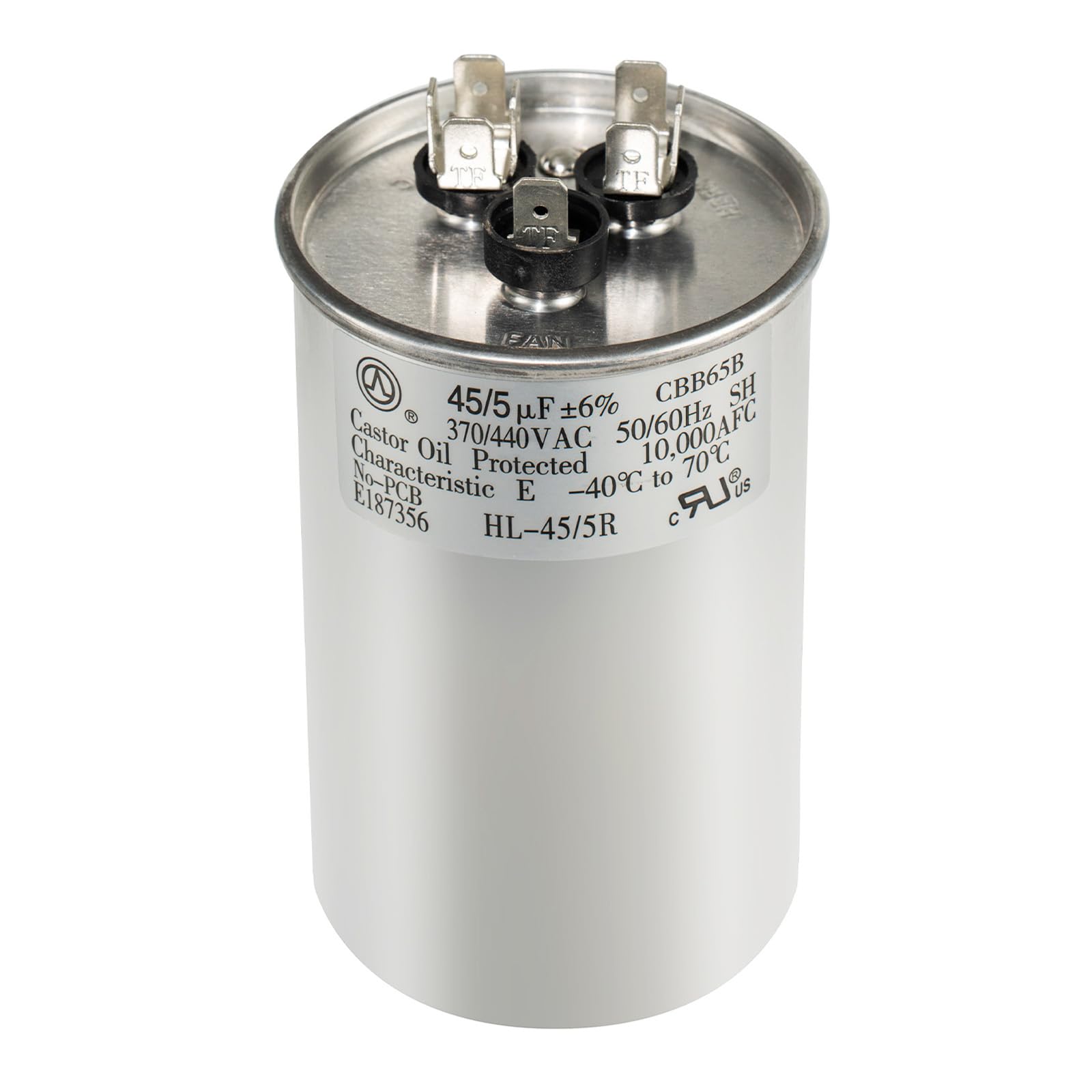 QYCKFIXR capacitor front label showing capacitance and voltage benefit