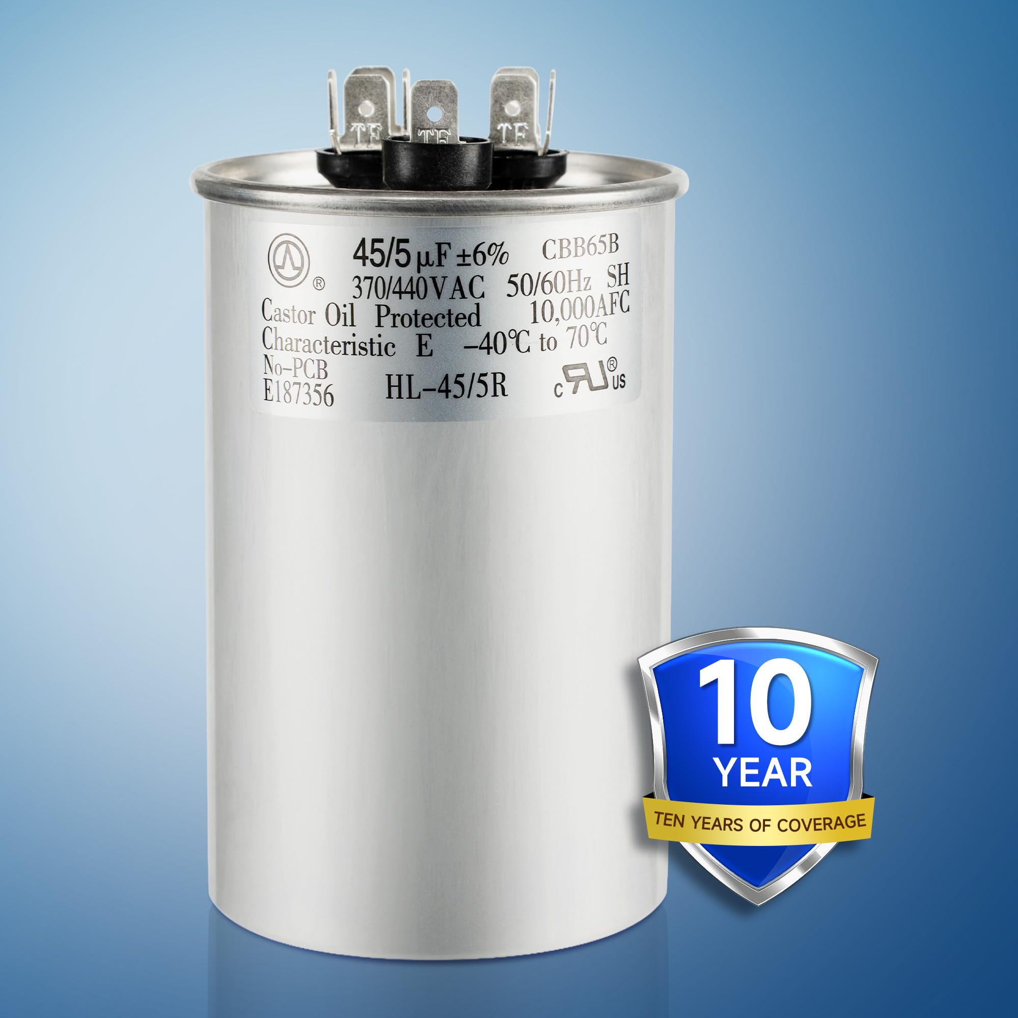 QYCKFIXR capacitor top terminals labeled H F C for quick wiring benefit
