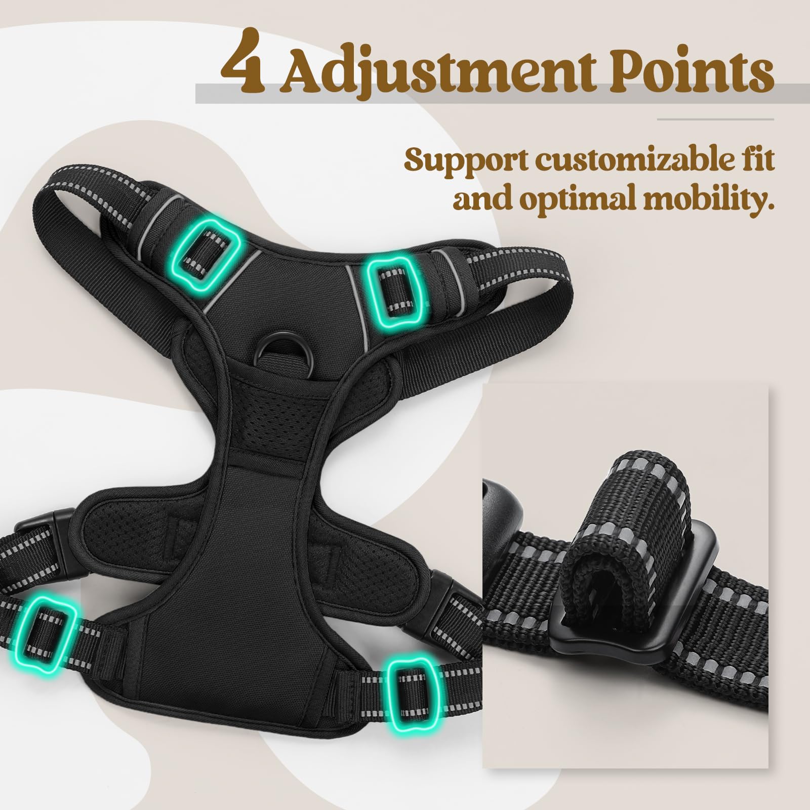 rabbitgoo side straps and buckles close-up for precise adjustment and snug fit