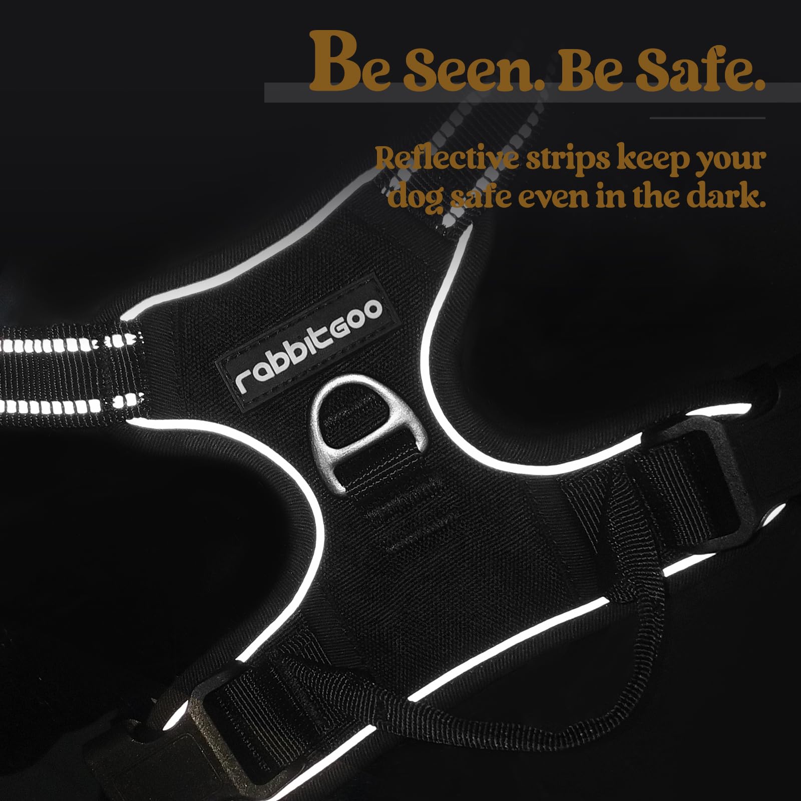 rabbitgoo harness beside ruler showing measurements for accurate size selection