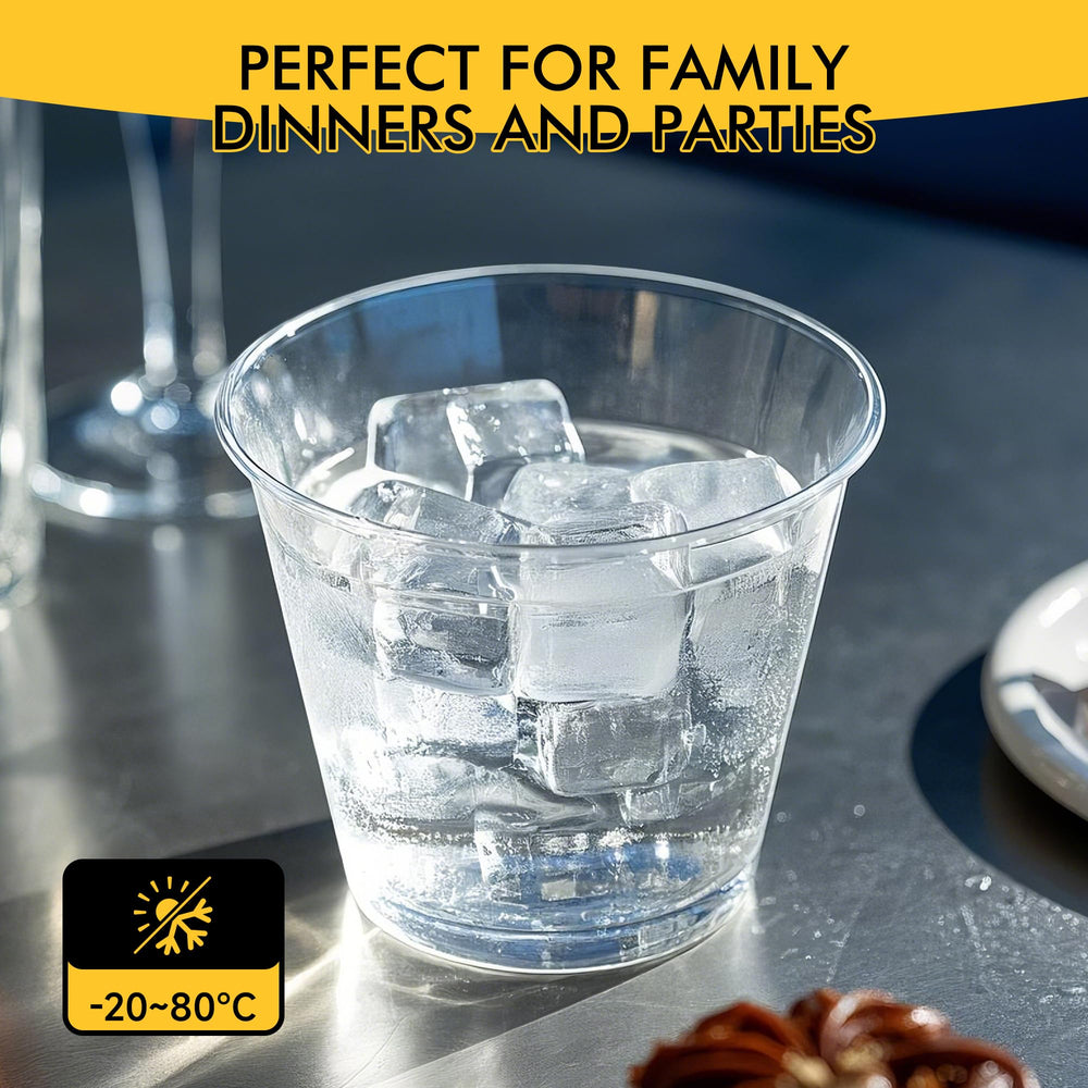 RACETOP cups arranged on outdoor party table for easy service