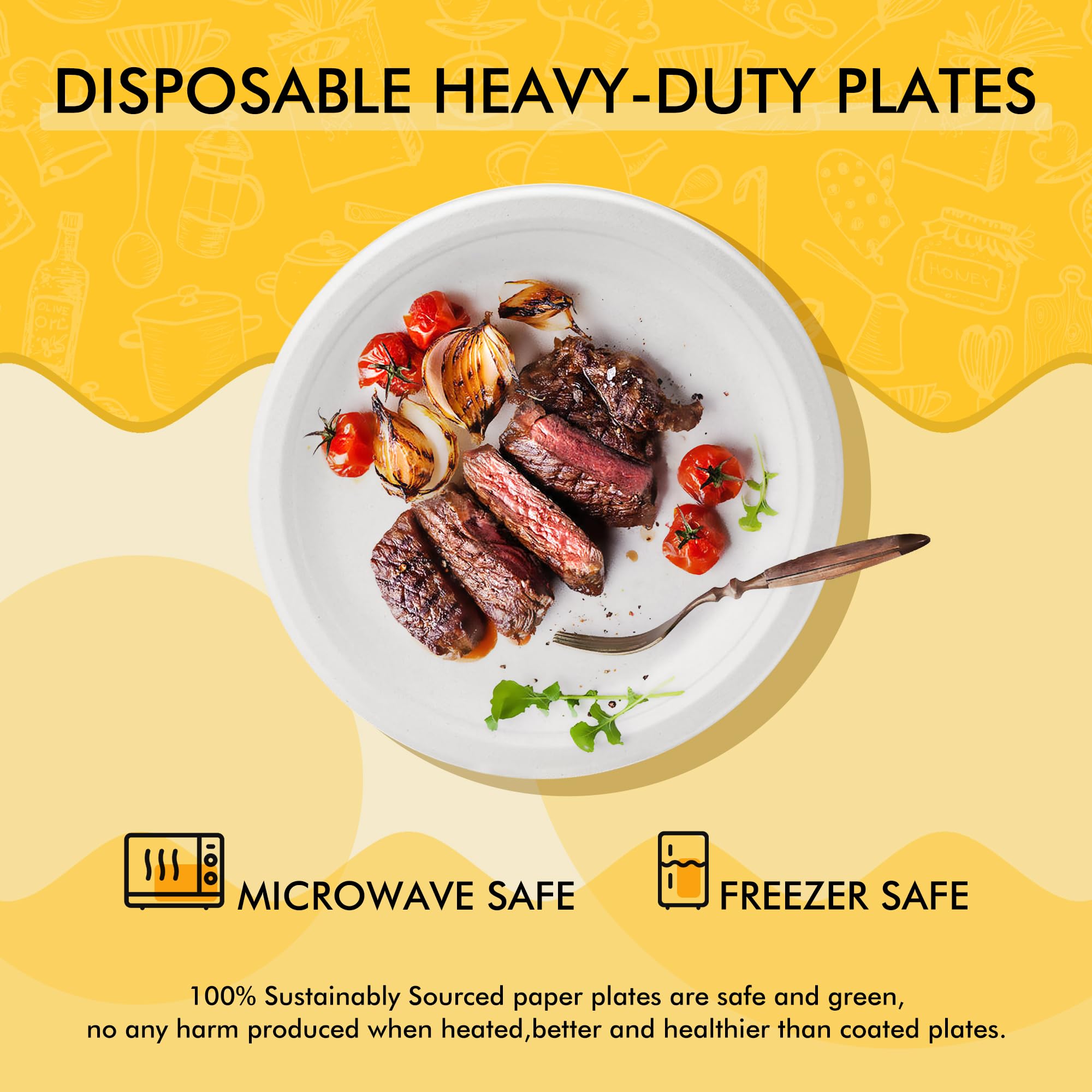 RACETOP plate serving hot pasta illustrating microwave-safe convenience