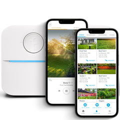 Rachio front view showing compact controller and clean design for easy installation
