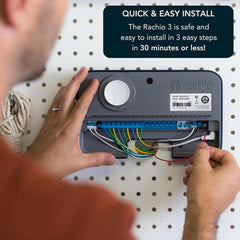 Rachio wiring terminal close-up with labeled zones for fast, accurate hookup
