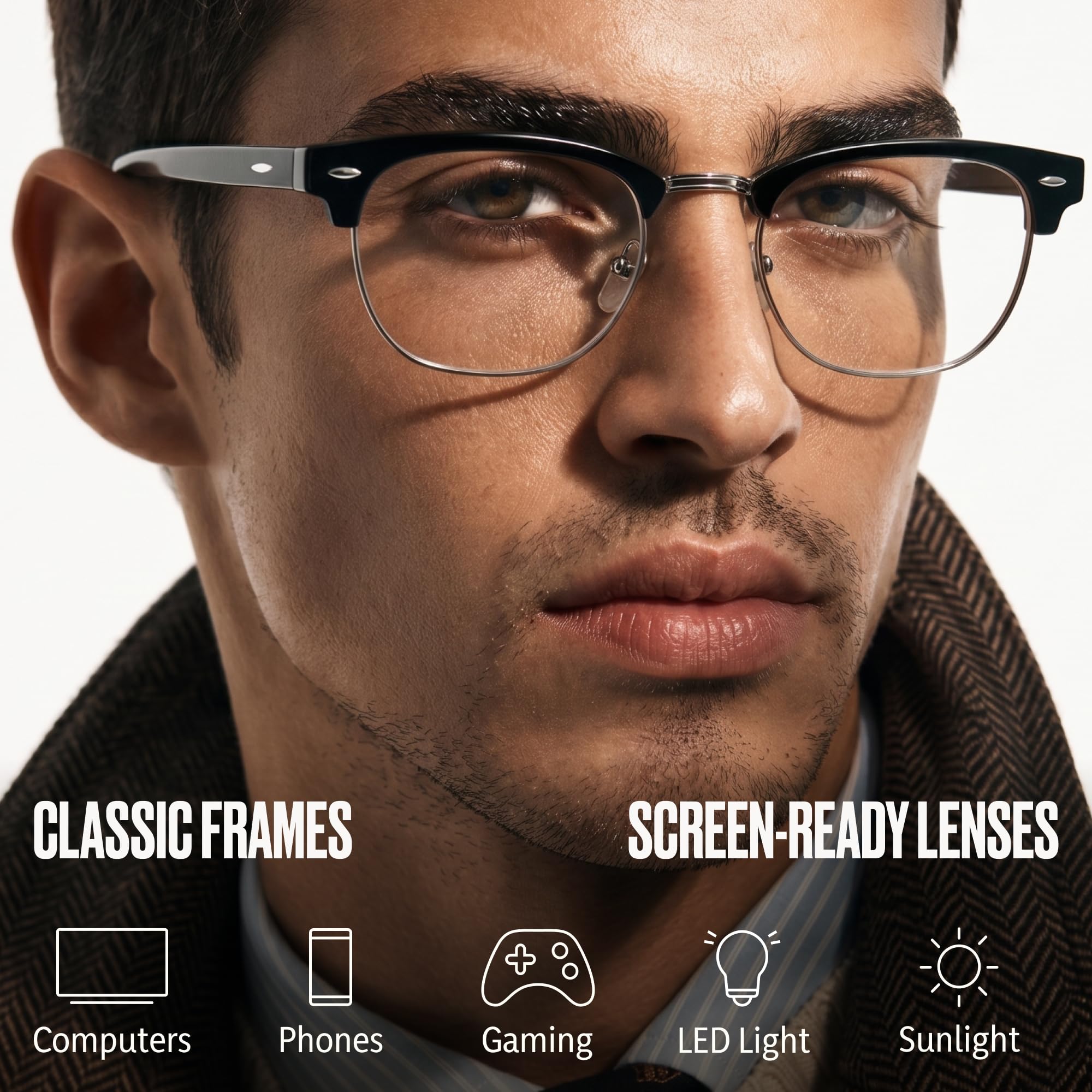 racico closeup of clear lens coating highlighting reduced glare benefit