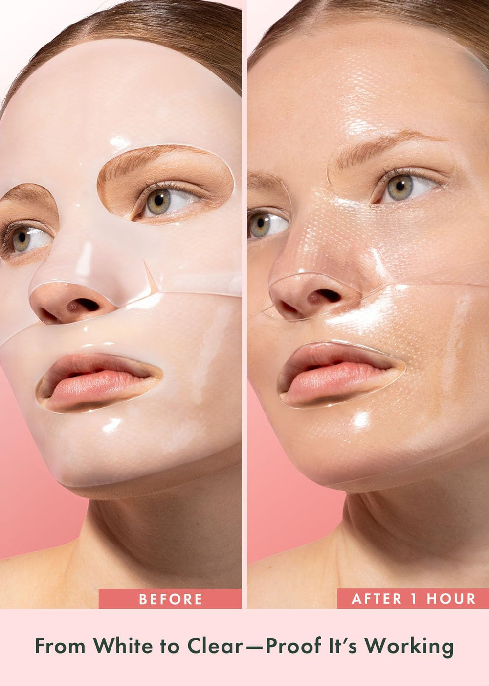 Rael sheet mask fitted on face illustrating contour-hugging design
