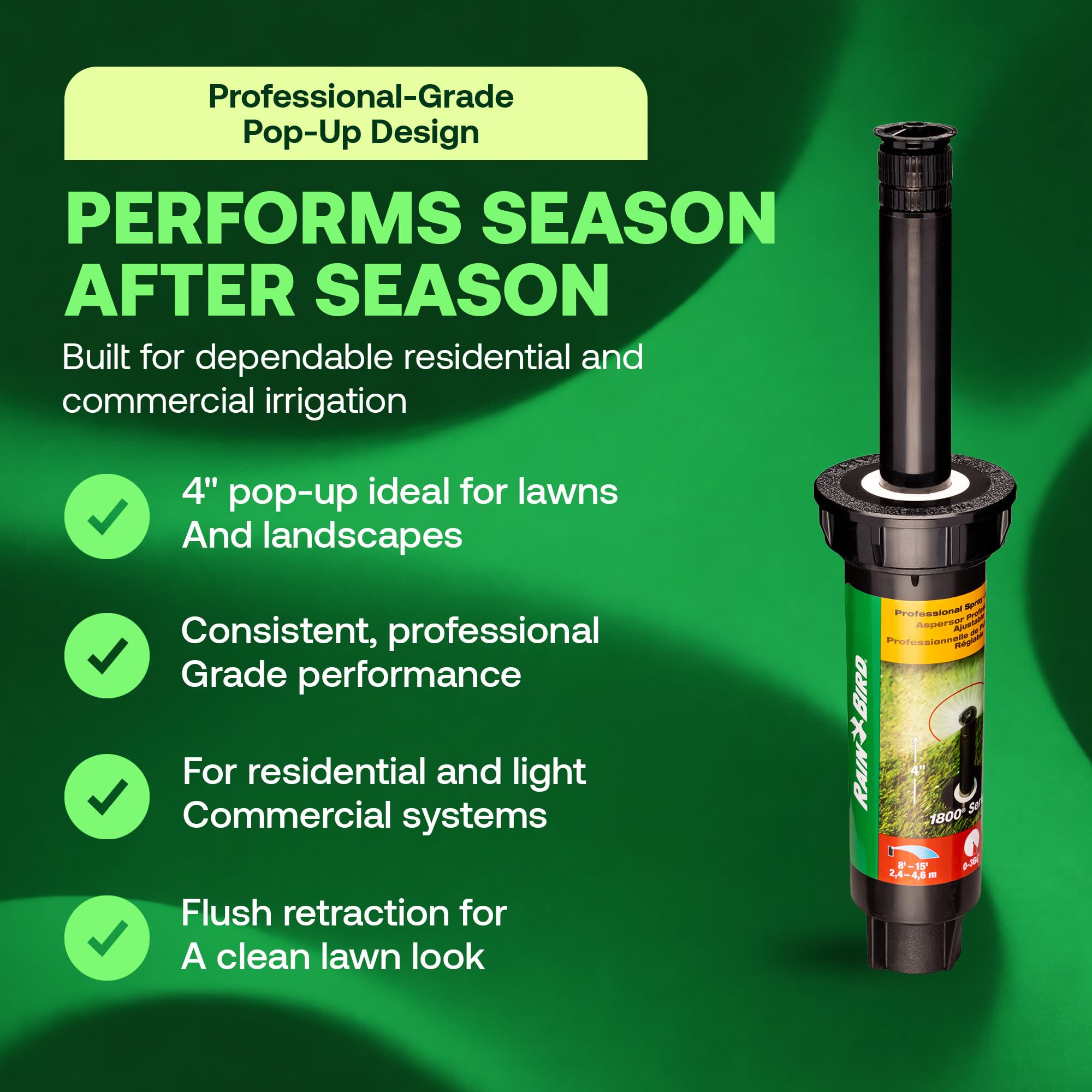 Rain Bird close-up of variable-arc nozzle texture for easy grip and adjustment benefit
