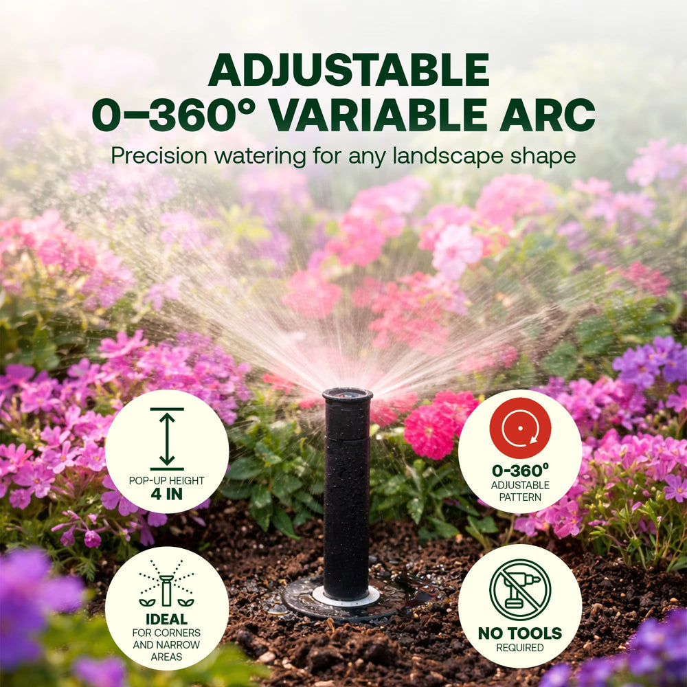 Rain Bird side profile displaying 4-inch pop-up height for low-profile landscaping benefit