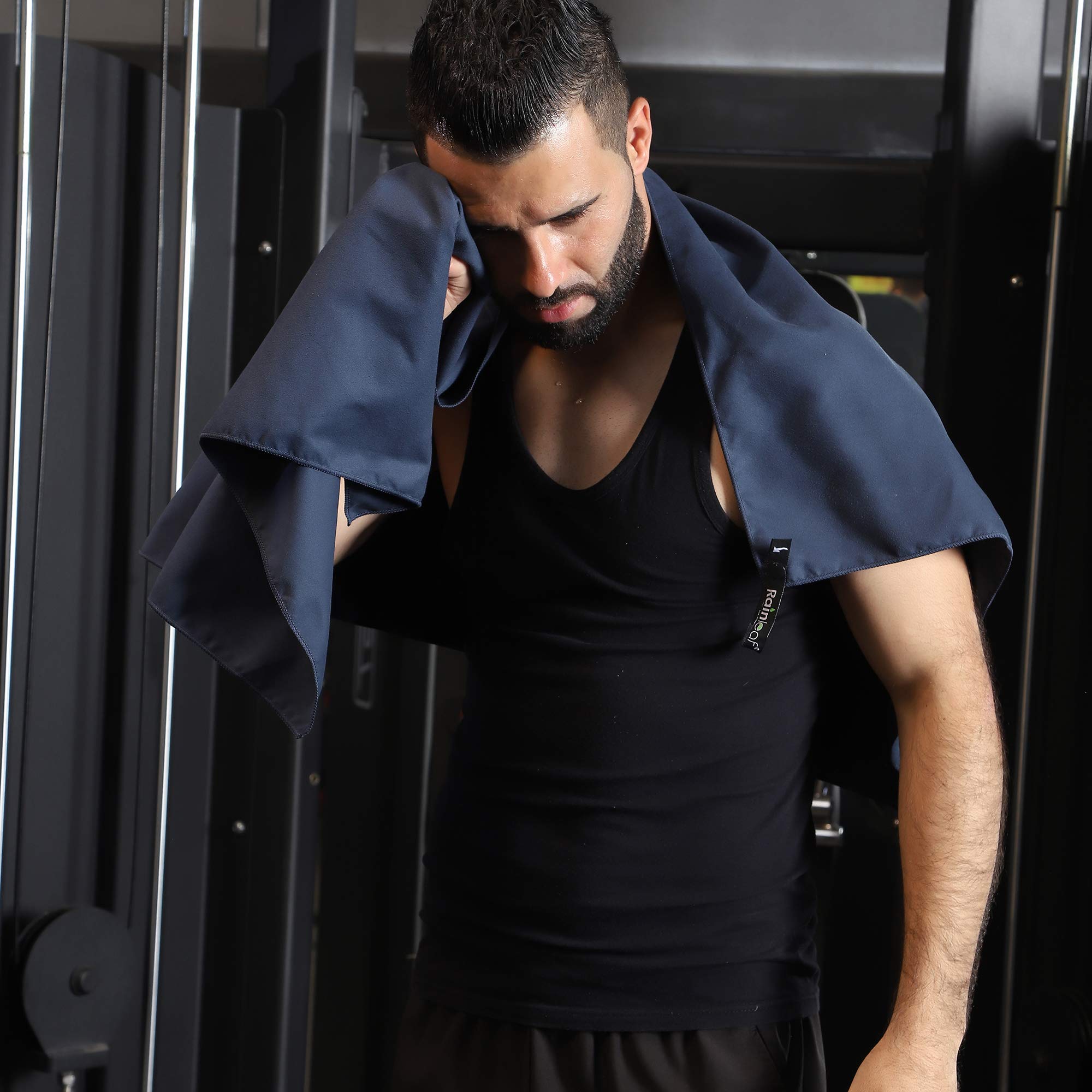Rainleaf towel inside gym bag demonstrating lightweight grab-and-go convenience