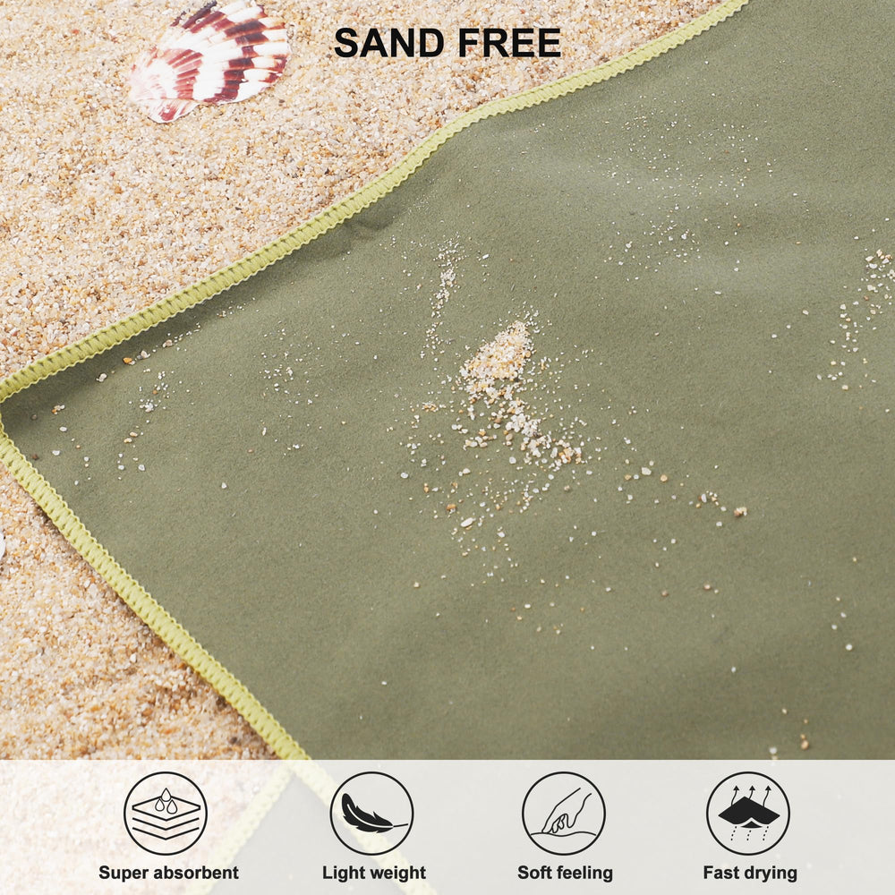 Rainleaf towel in use at beach for quick drying after swim