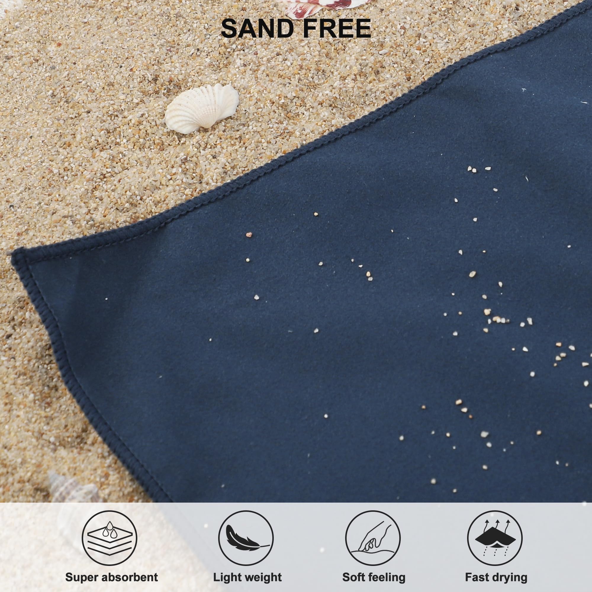 Rainleaf zippered pocket detail on large towel securing small items while traveling