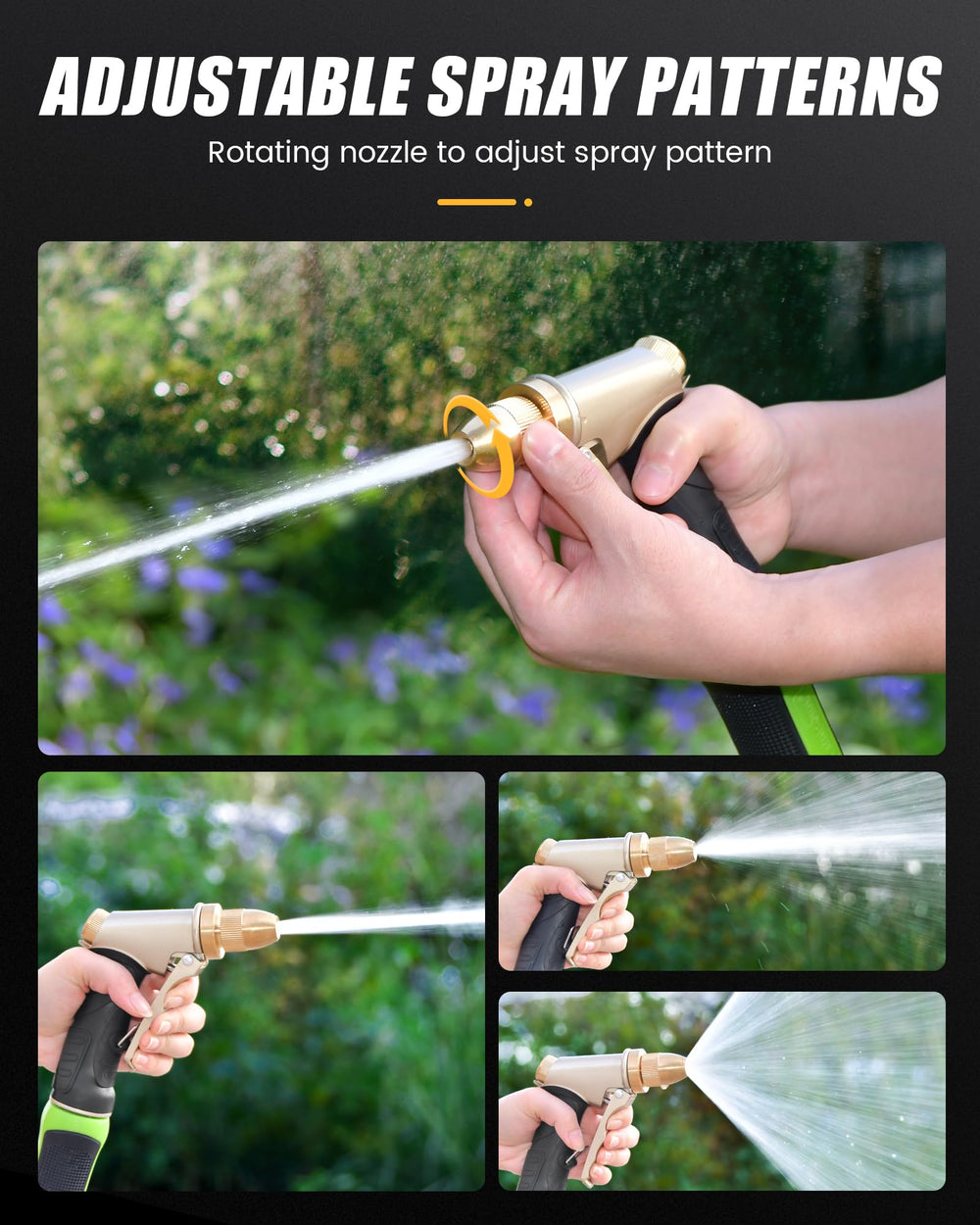 RAINPOINT nozzle in use watering plants with adjustable gentle mist benefit