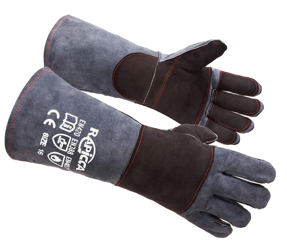 RAPICCA front view showing full grey-black gloves for secure handling
