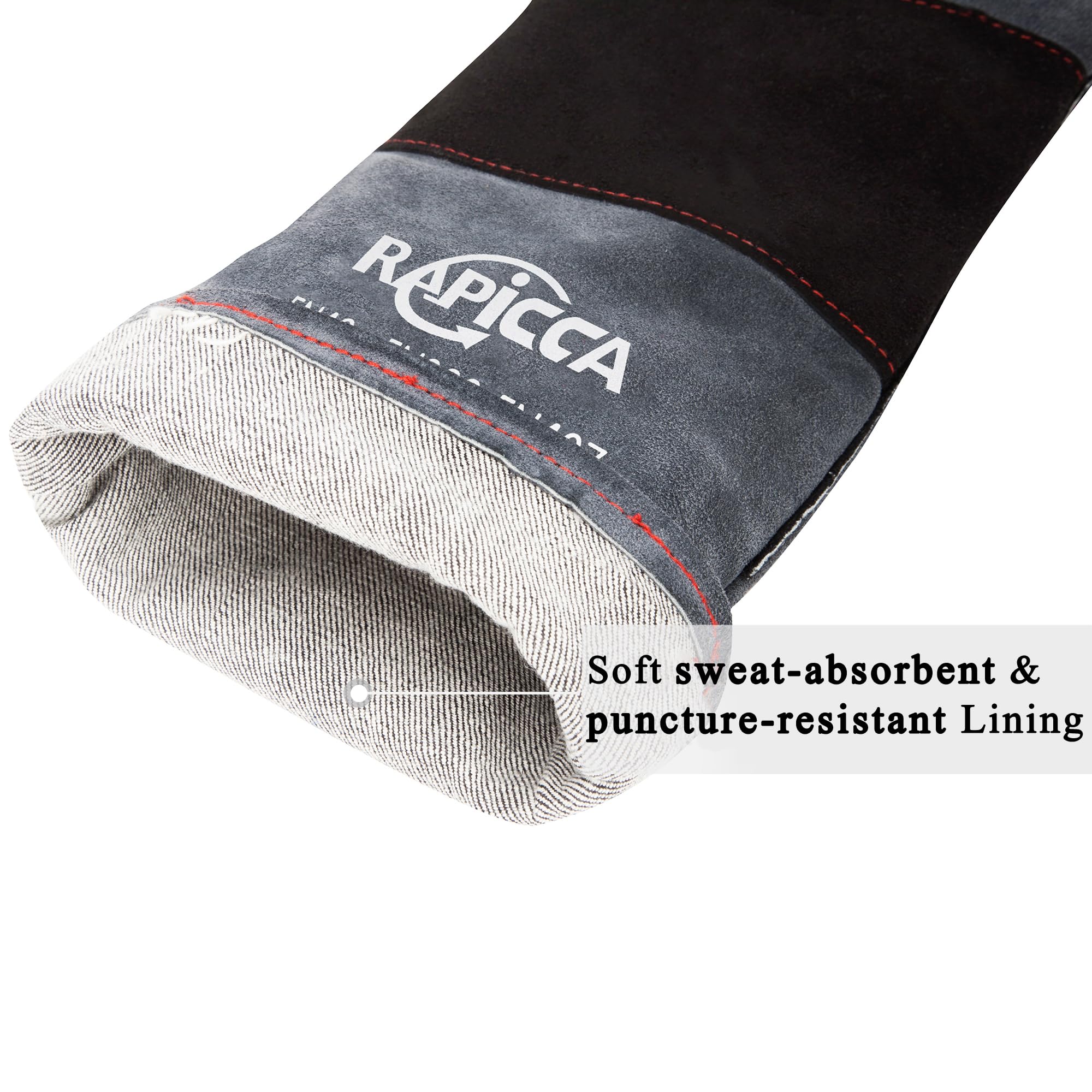 RAPICCA glove size comparison on hand demonstrating roomy fit