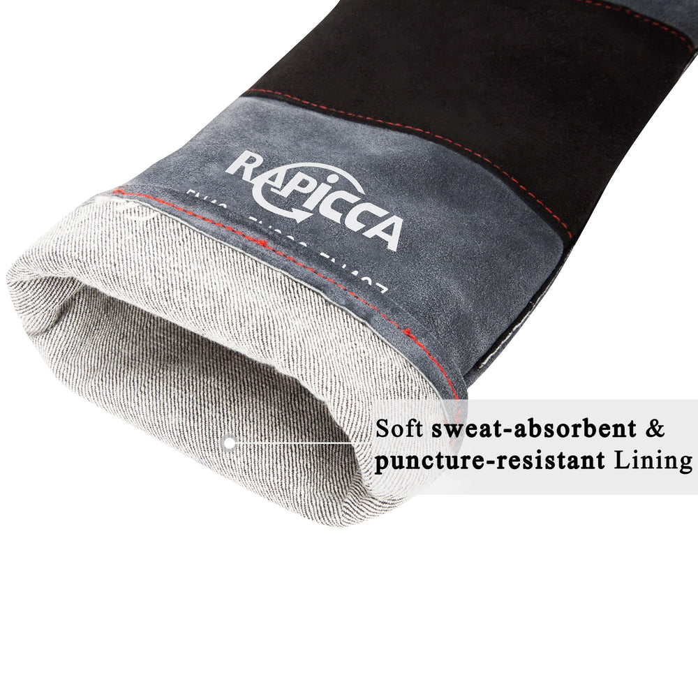 RAPICCA glove size comparison on hand demonstrating roomy fit