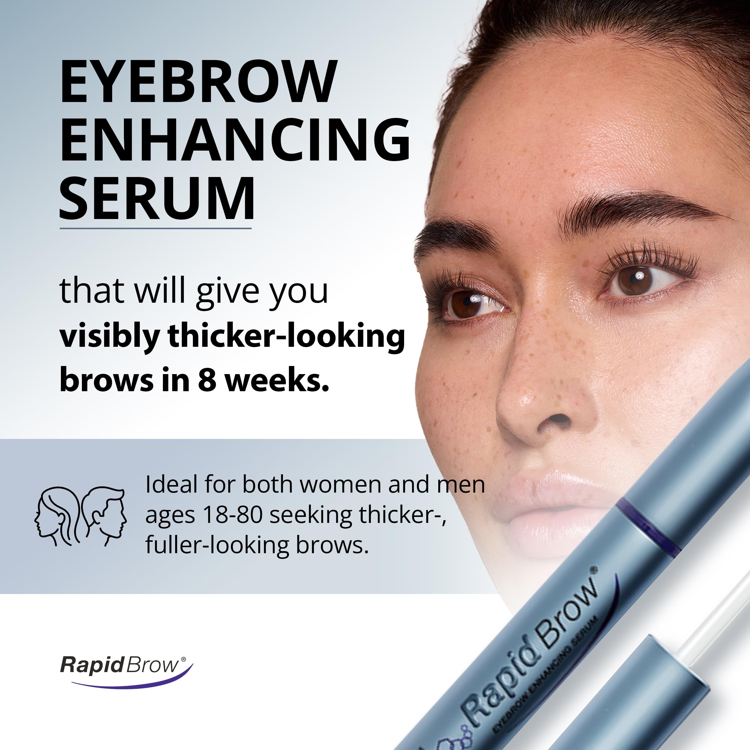 RapidBrow soft brush applicator close-up for precise eyebrow application