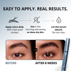 RapidBrow serum droplet texture demonstrating lightweight conditioning benefit