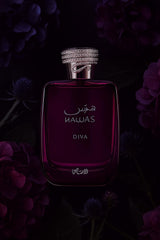RASASI Diva bottle on dresser in lifestyle scene suggesting daily routine elegance