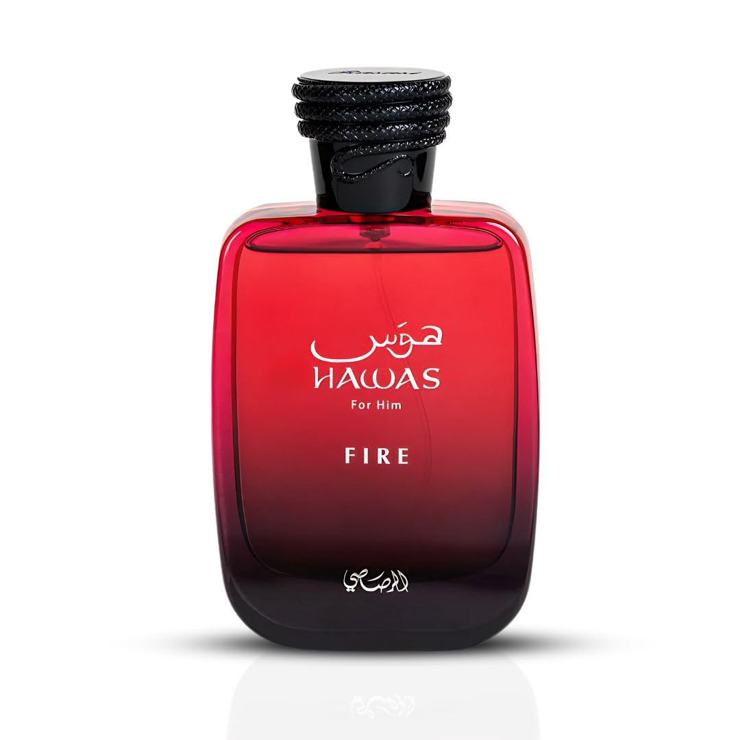 RASASI Hawas Fire bottle in hand illustrating 100ml scale and comfortable handling