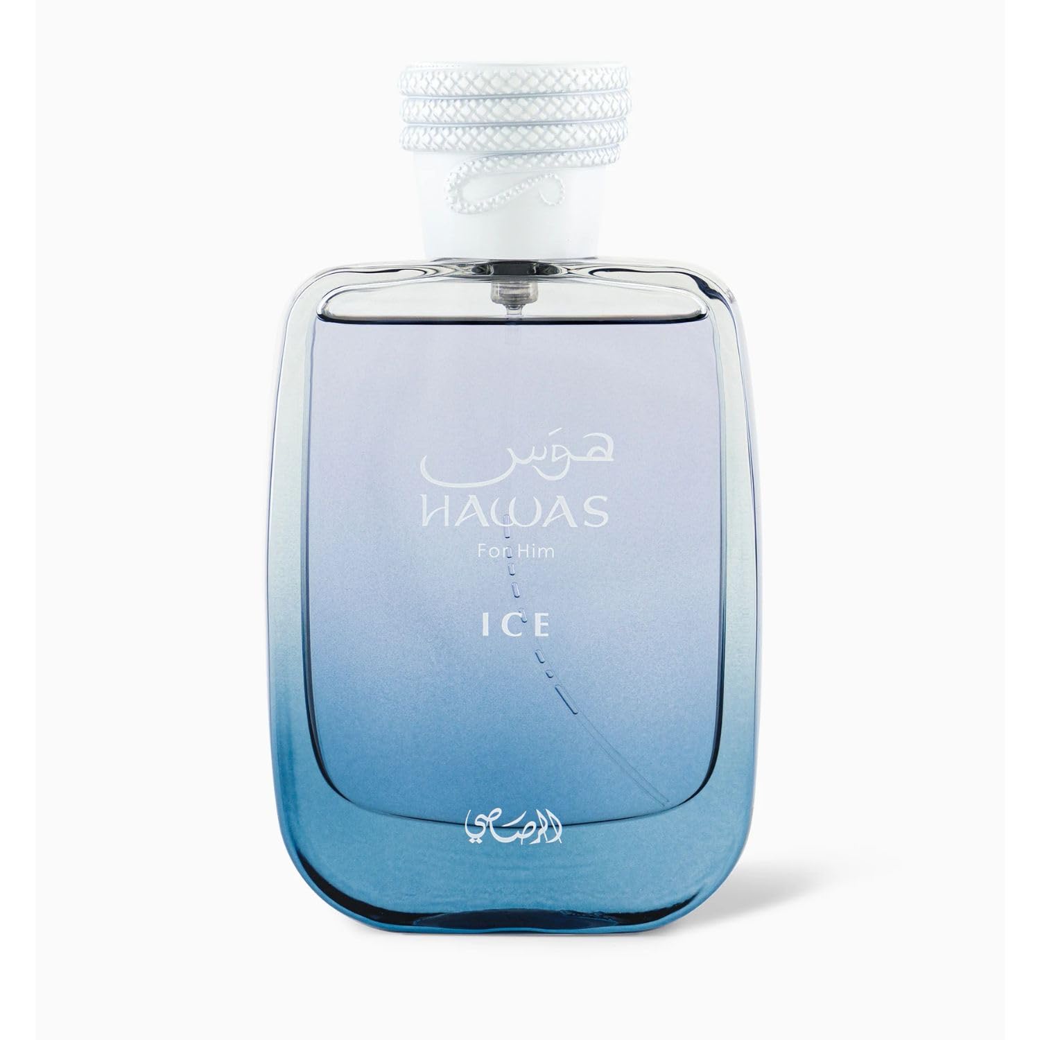 RASASI Hawas Ice close-up of frozen apple, bergamot and driftwood conveying cool-to-warm balance
