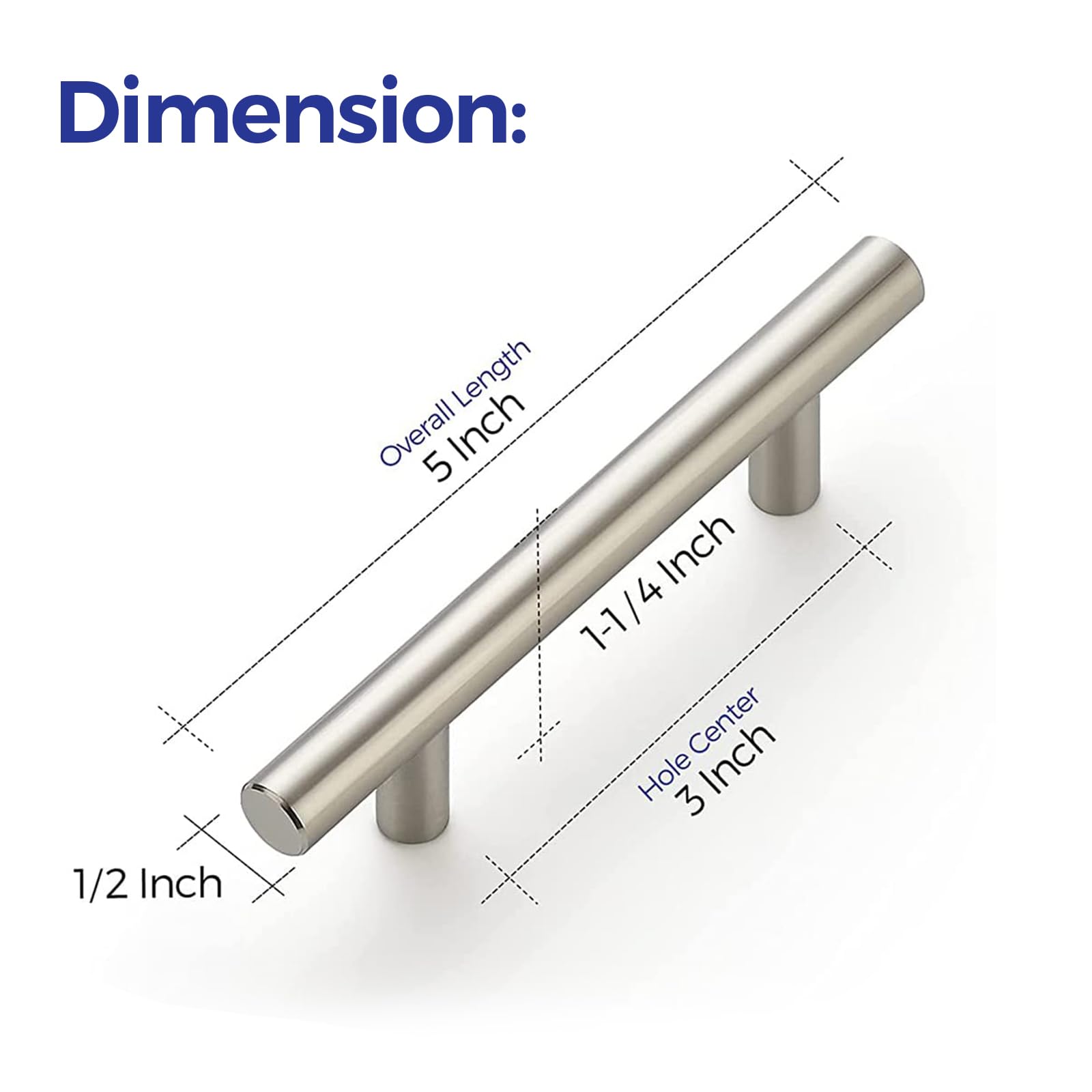 Ravinte handle side profile showing 1-1/4 inch projection for comfortable grip