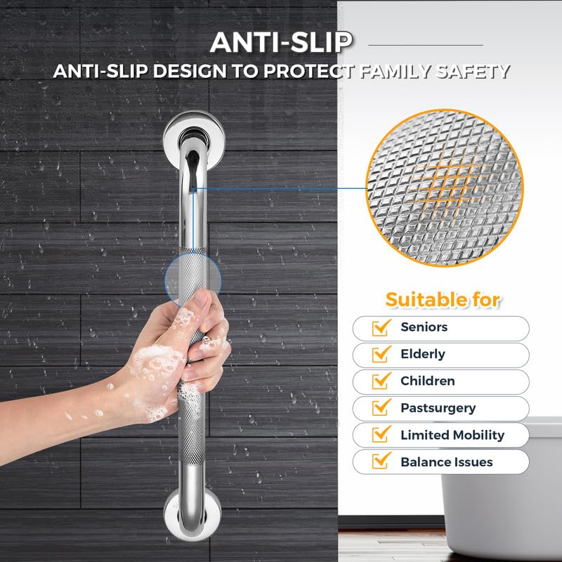 Ravinte Hardware grab bar mounted in shower delivering stable support while bathing
