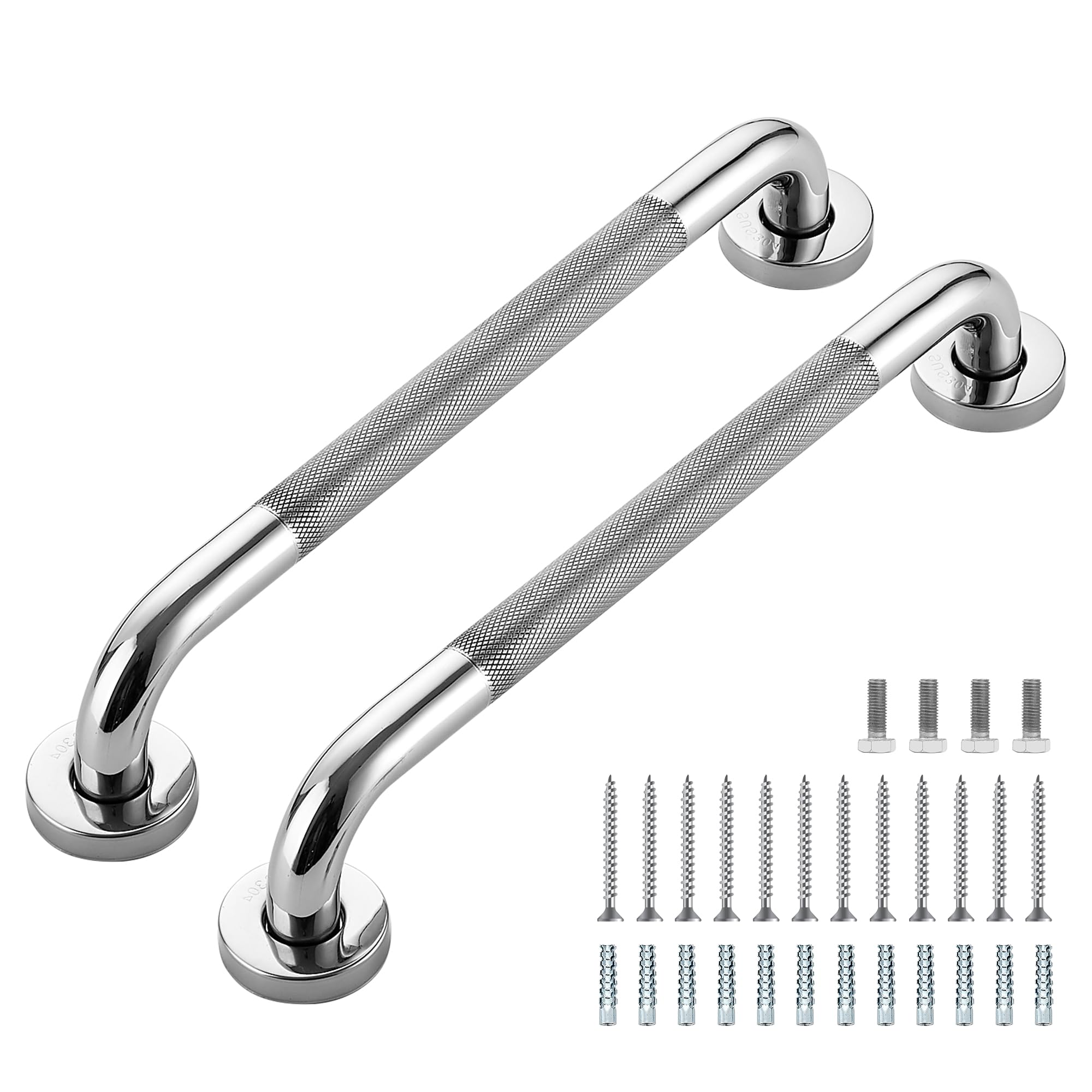 Ravinte Hardware polished nickel grab bar front view showing sleek support and modern style