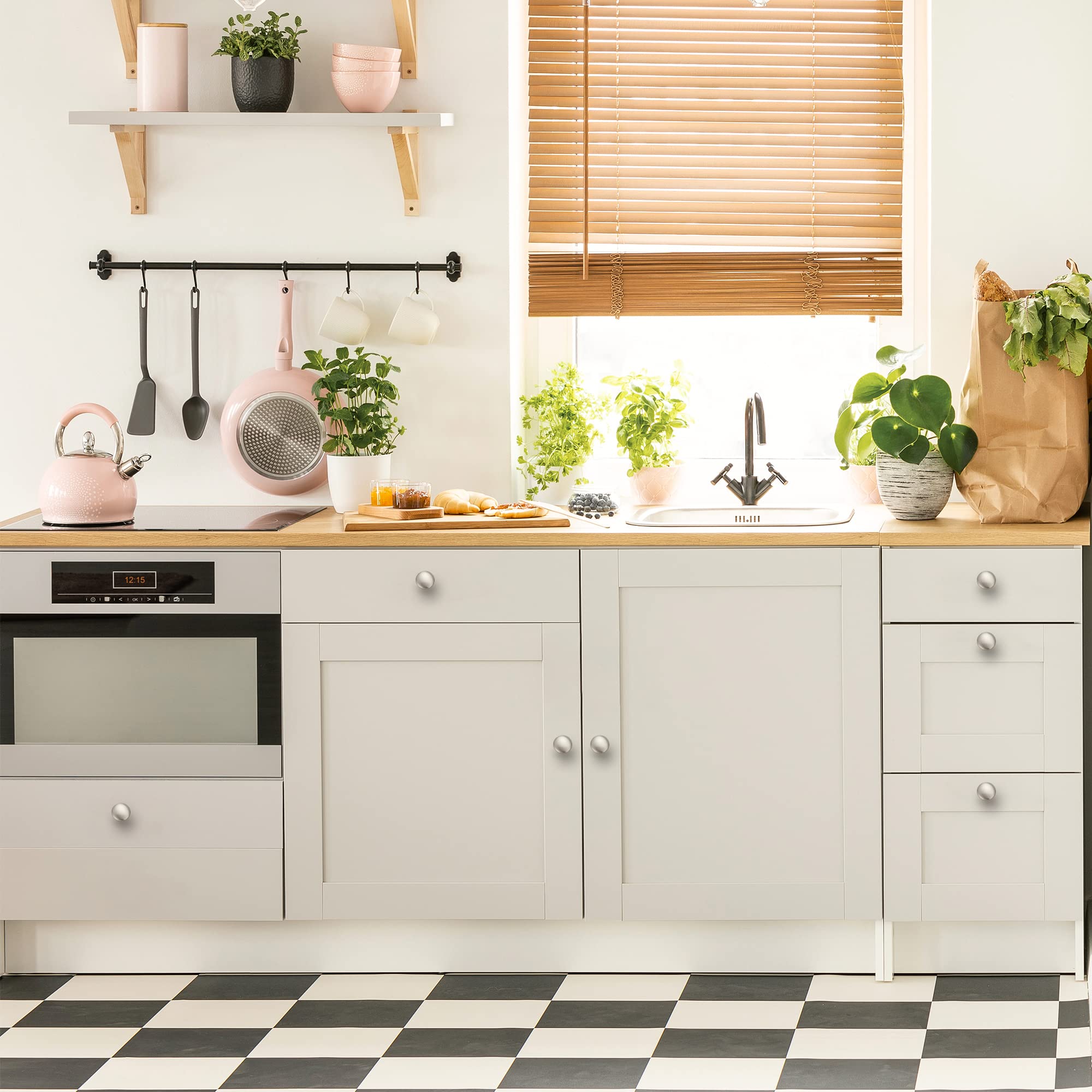 Ravinte knob installed on kitchen cabinet demonstrating easy upgrade
