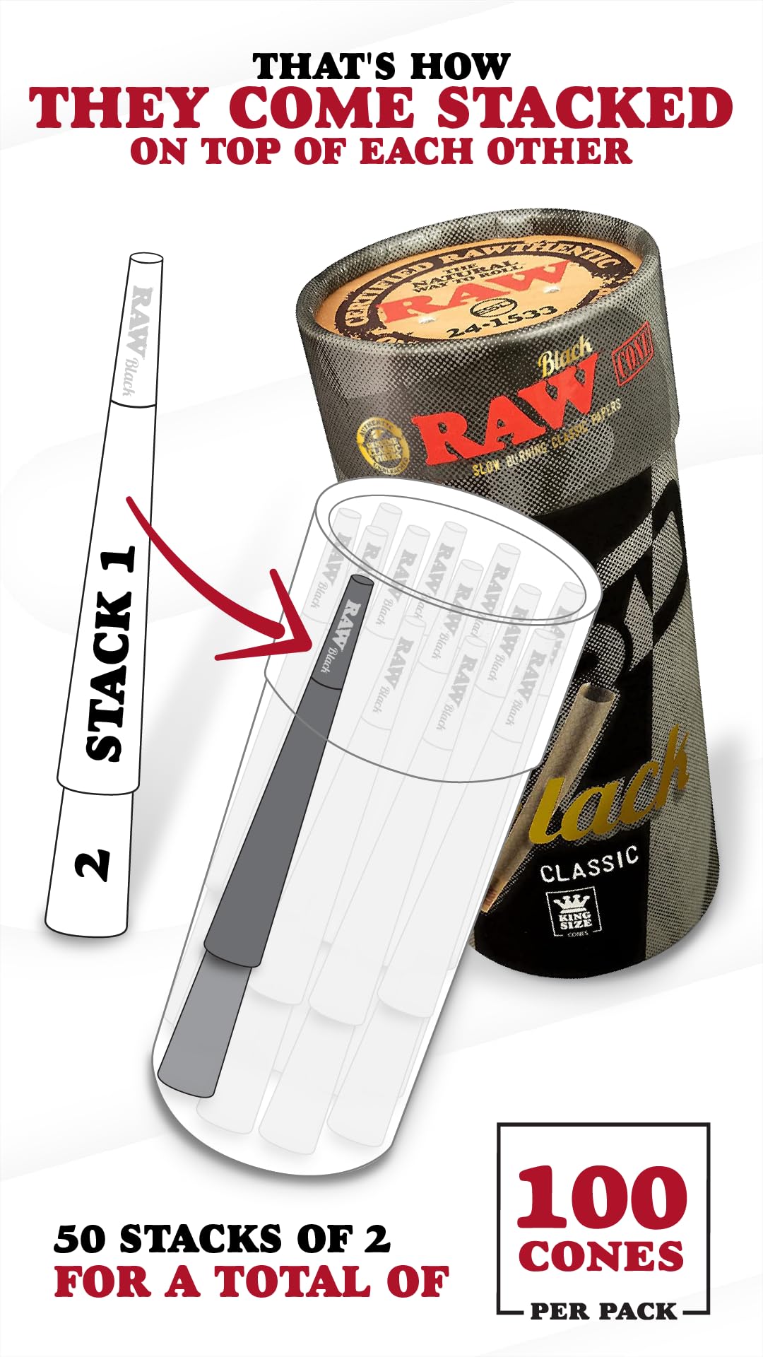 RAW black cone close-up paper texture highlighting thin translucent burn quality