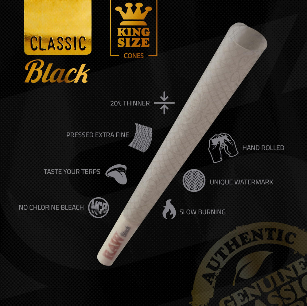RAW black cone tip and mouthpiece detail demonstrating easy packing and structure