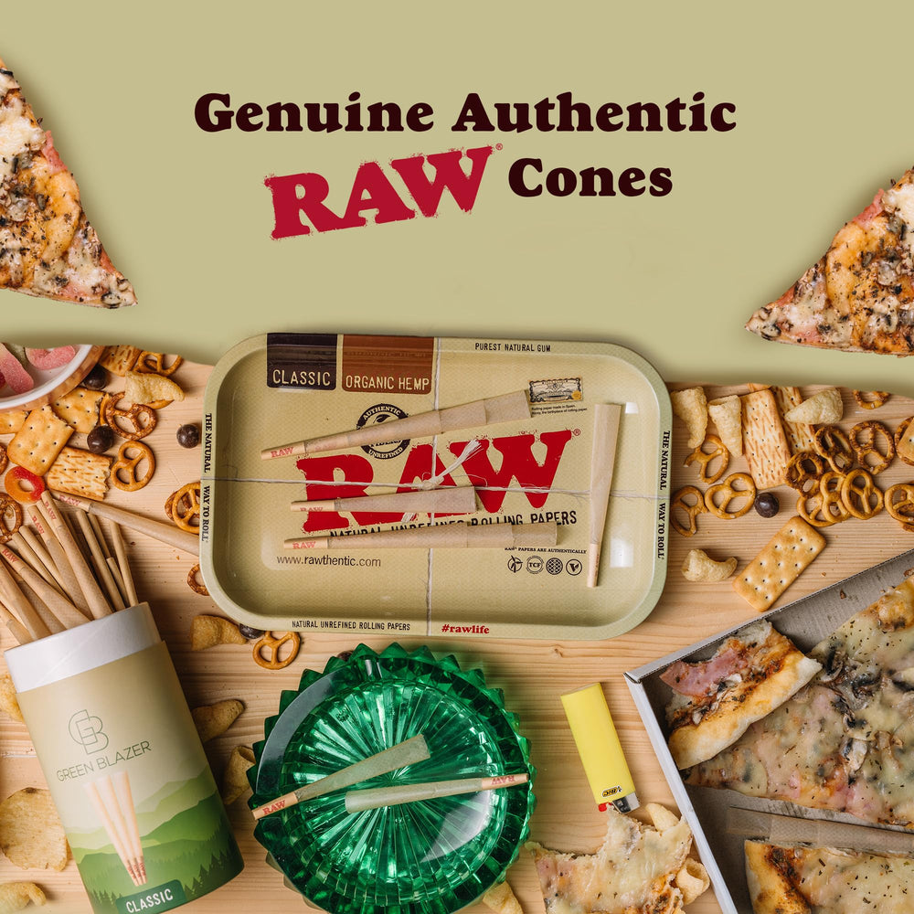 RAW filled cone in use on a tray showing easy setup and consistent draw benefit