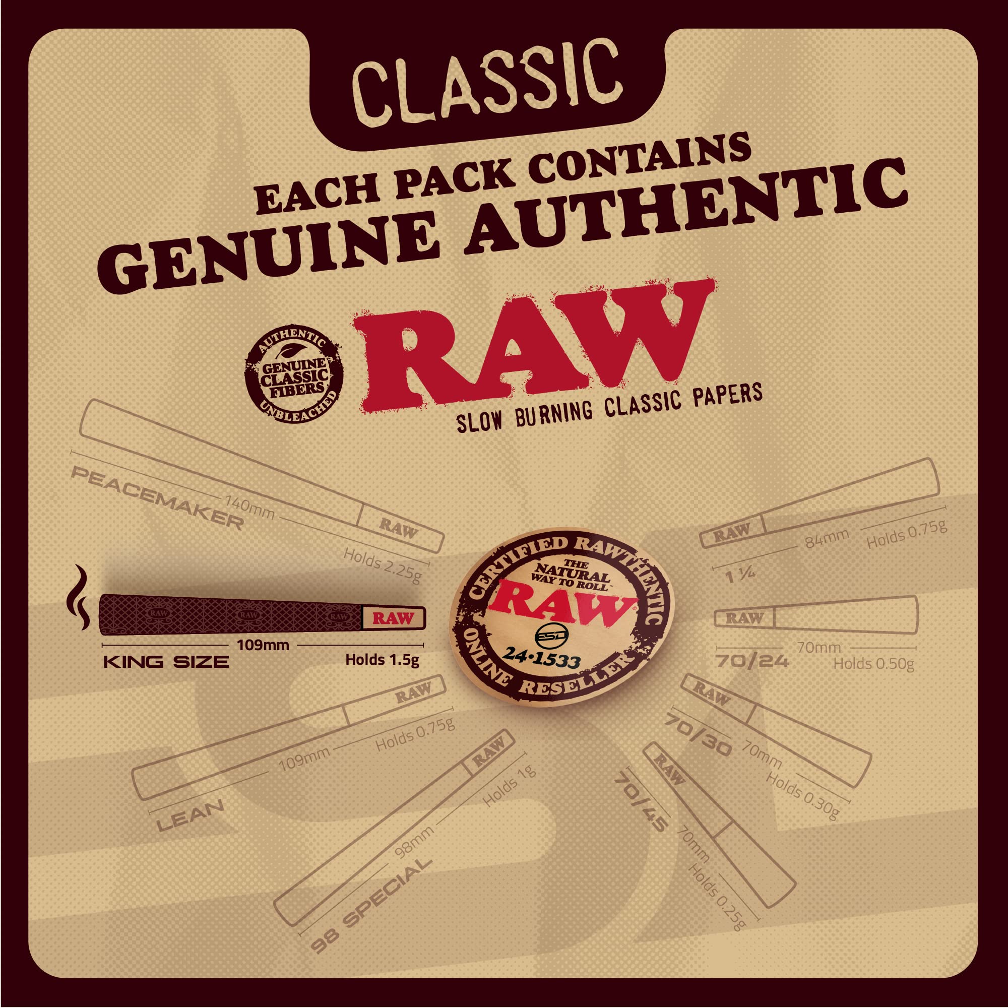 RAW cones size comparison showing king size for longer sessions