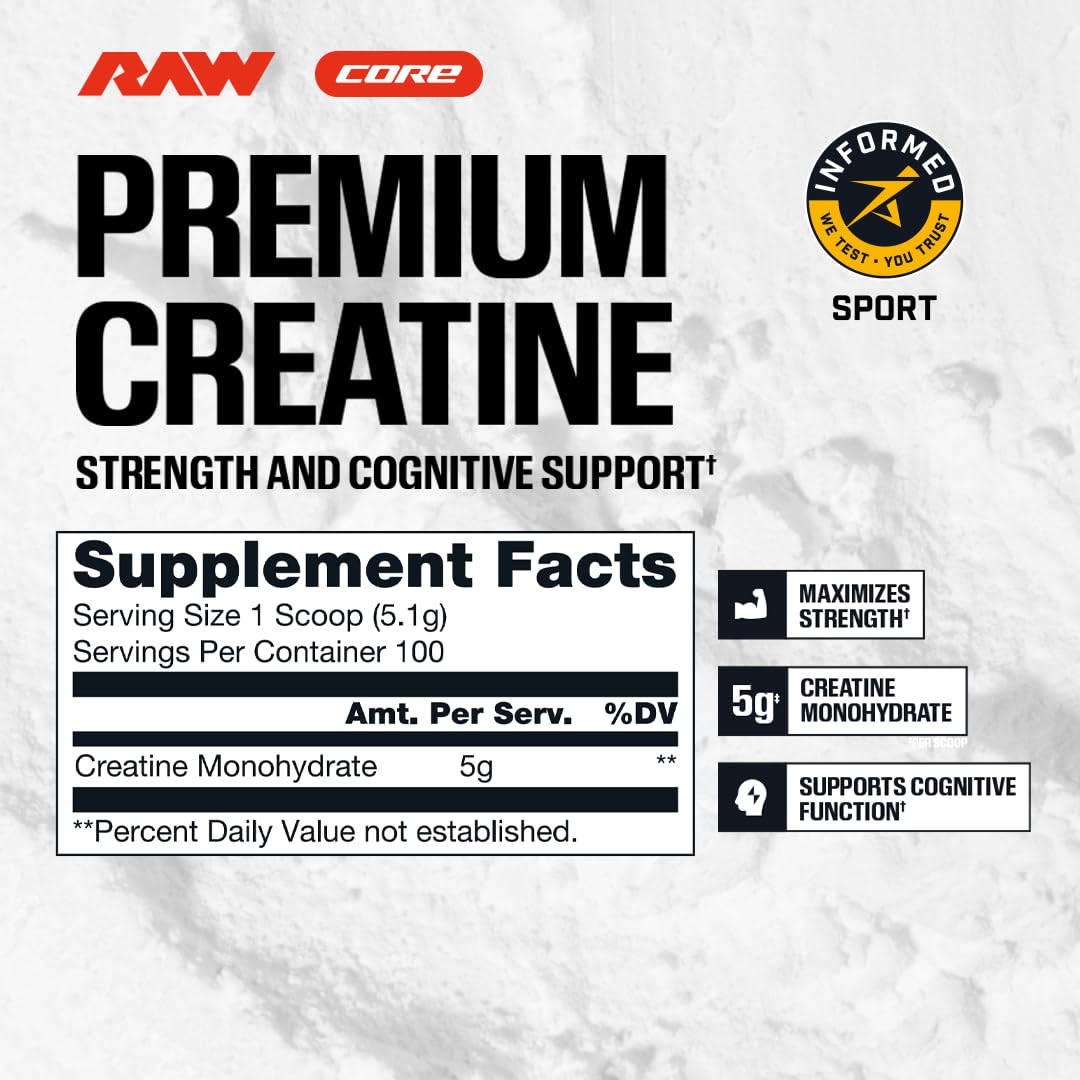 Athlete adding RAW creatine to shaker at gym demonstrating training convenience benefit