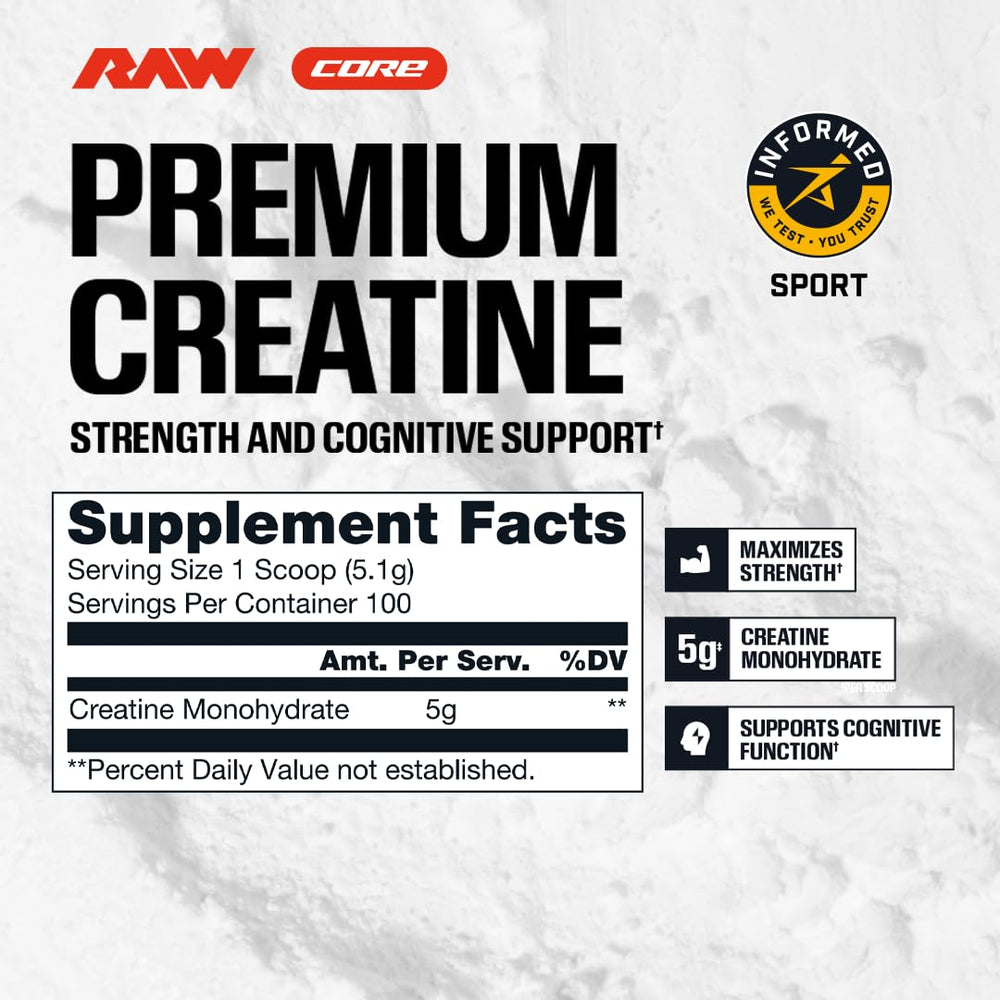Athlete adding RAW creatine to shaker at gym demonstrating training convenience benefit