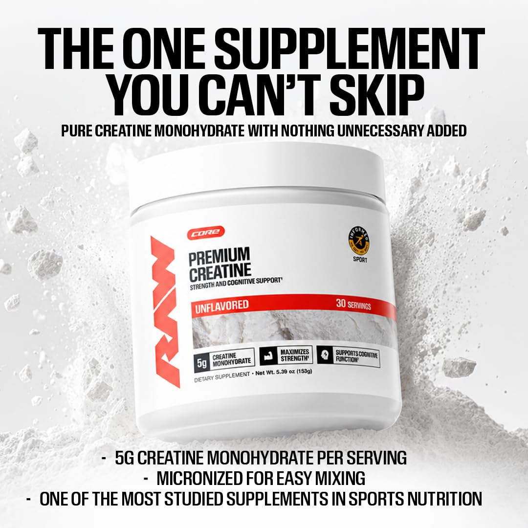 RAW scoop of creatine measuring a serving for accurate dosing benefit