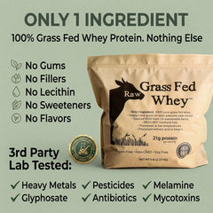 Raw Organic Whey powder close-up texture highlighting fine, mixable quality