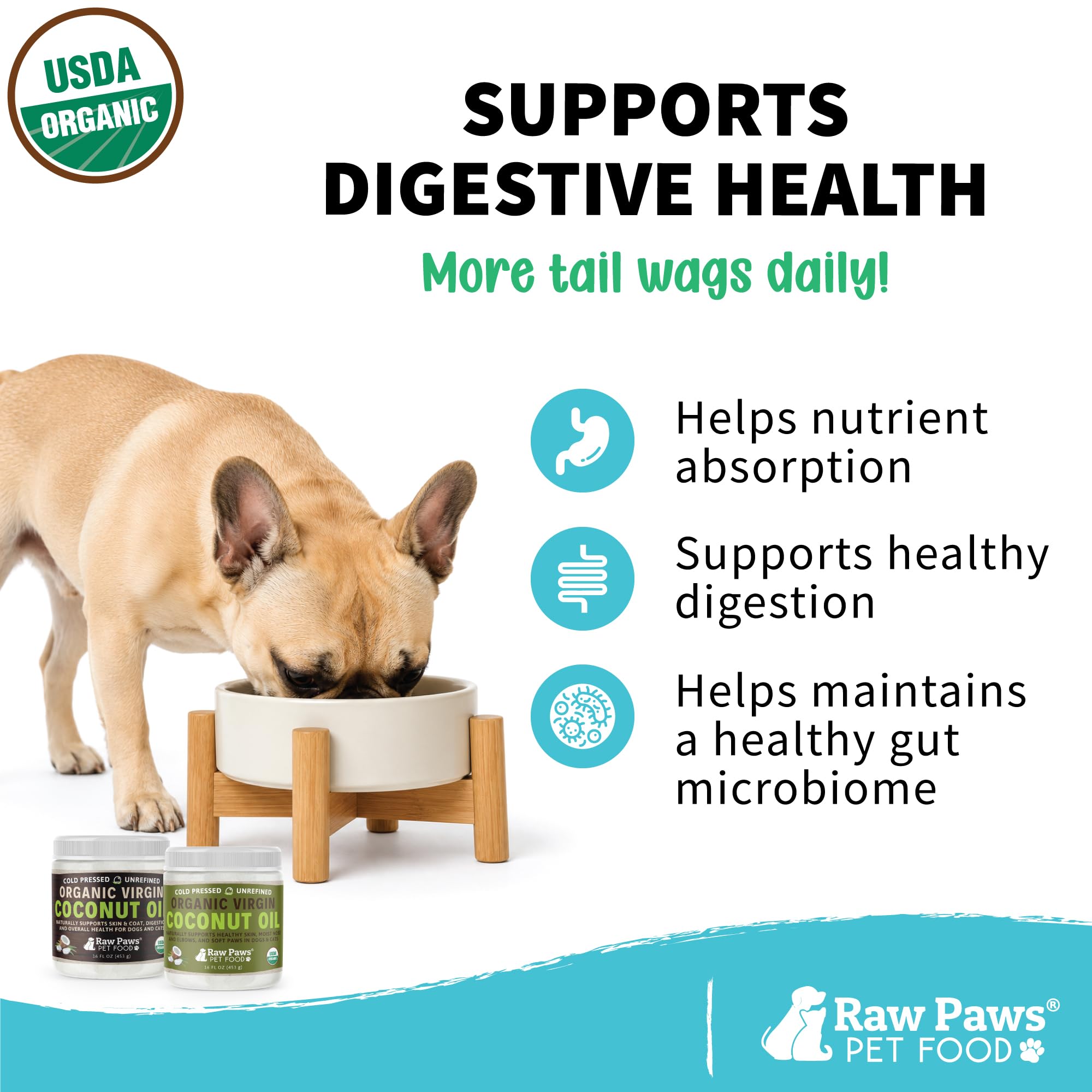 Raw Paws spooned into dog food to support coat and digestion