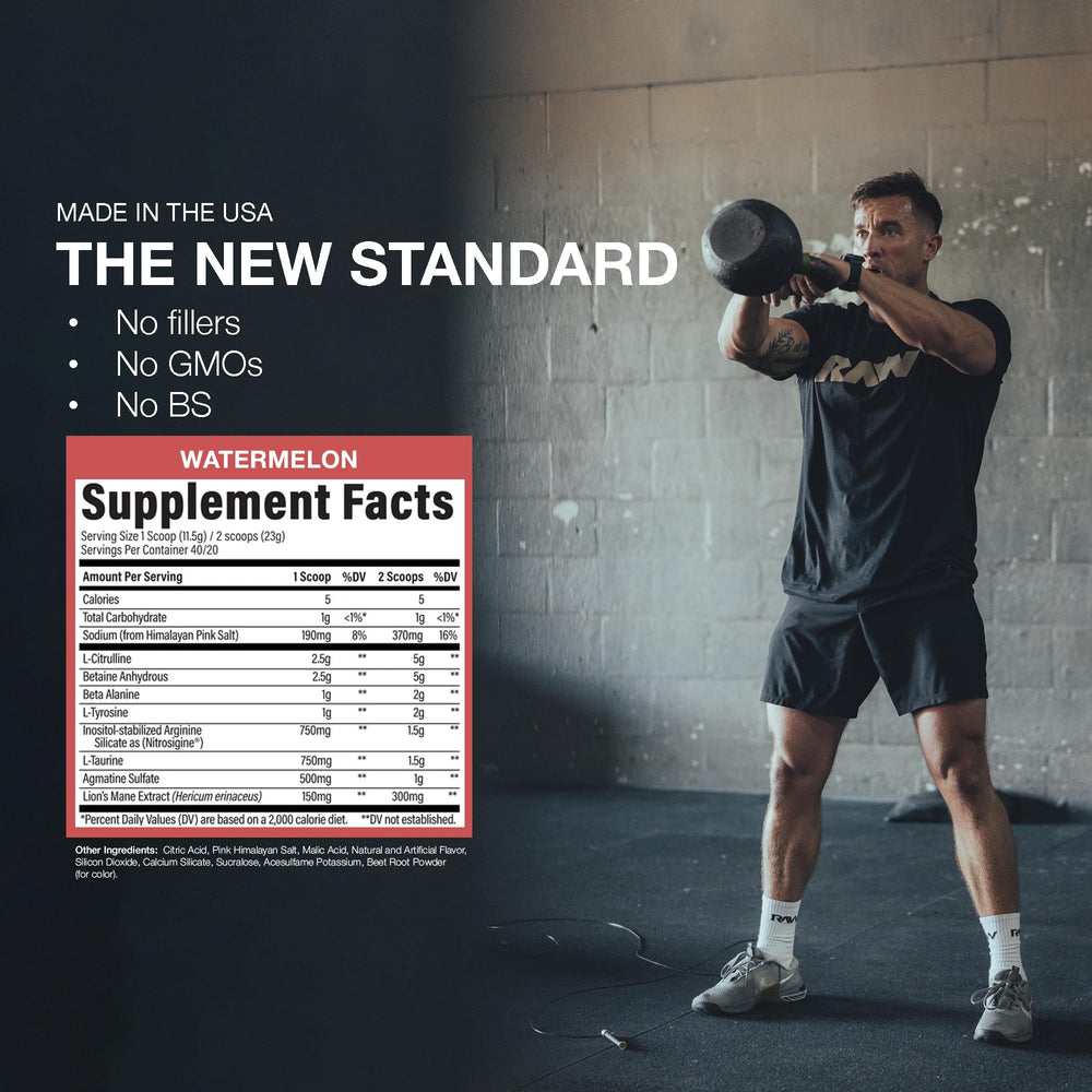 RAW pump mixed in shaker during gym set showing sustained focus benefit