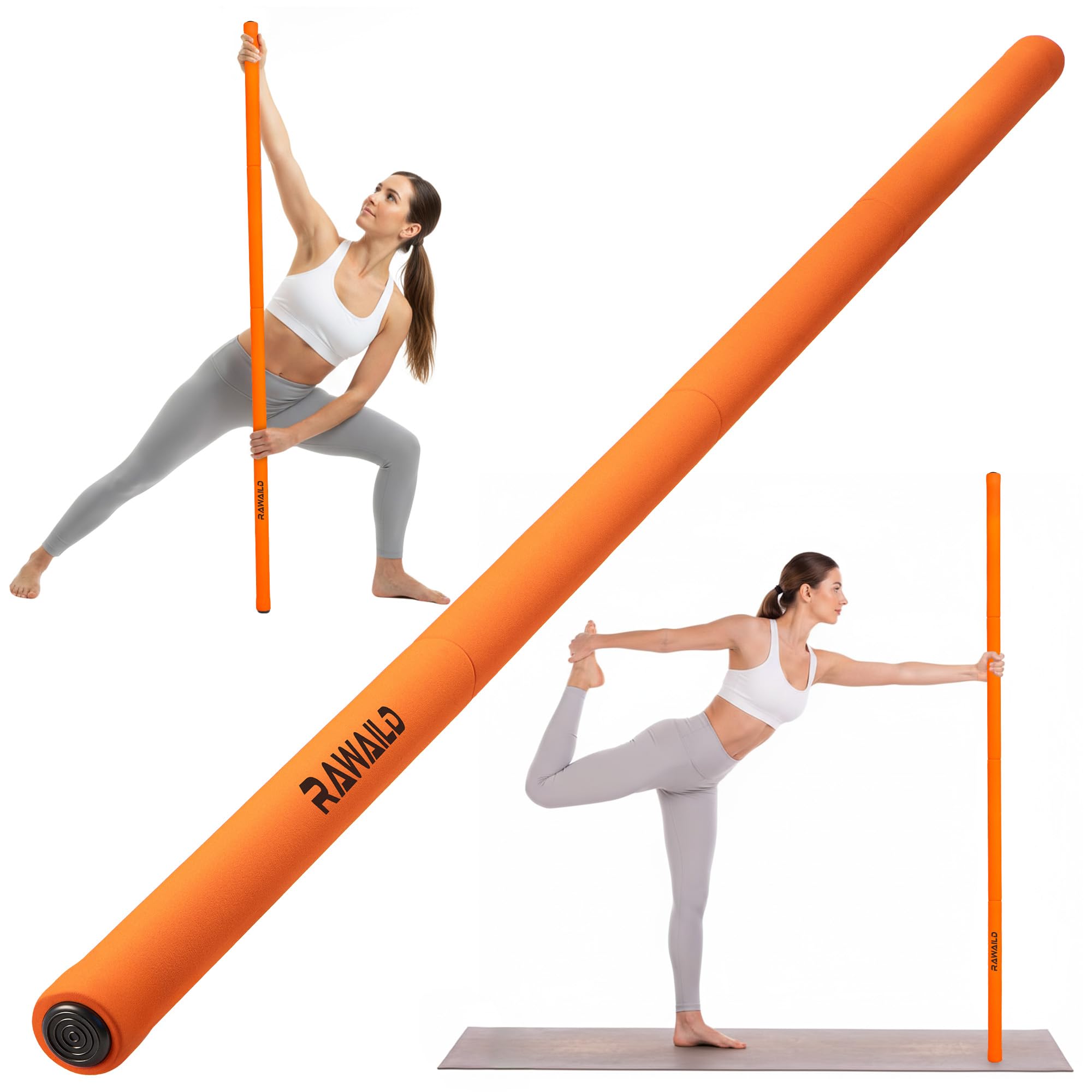 Rawaild yoga stick front assembled showing stable steel construction and easy reach