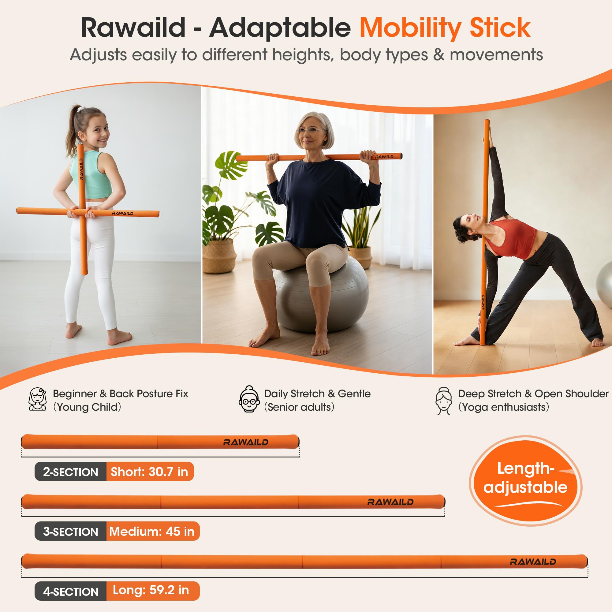 Rawaild in use during standing yoga demonstrating posture support and alignment