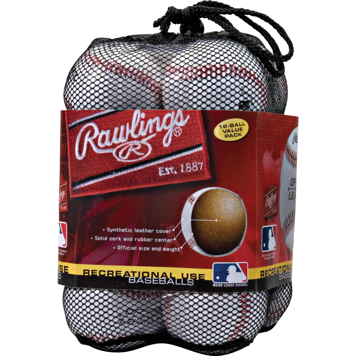Rawlings front packaging 12-pack showing convenience and organization