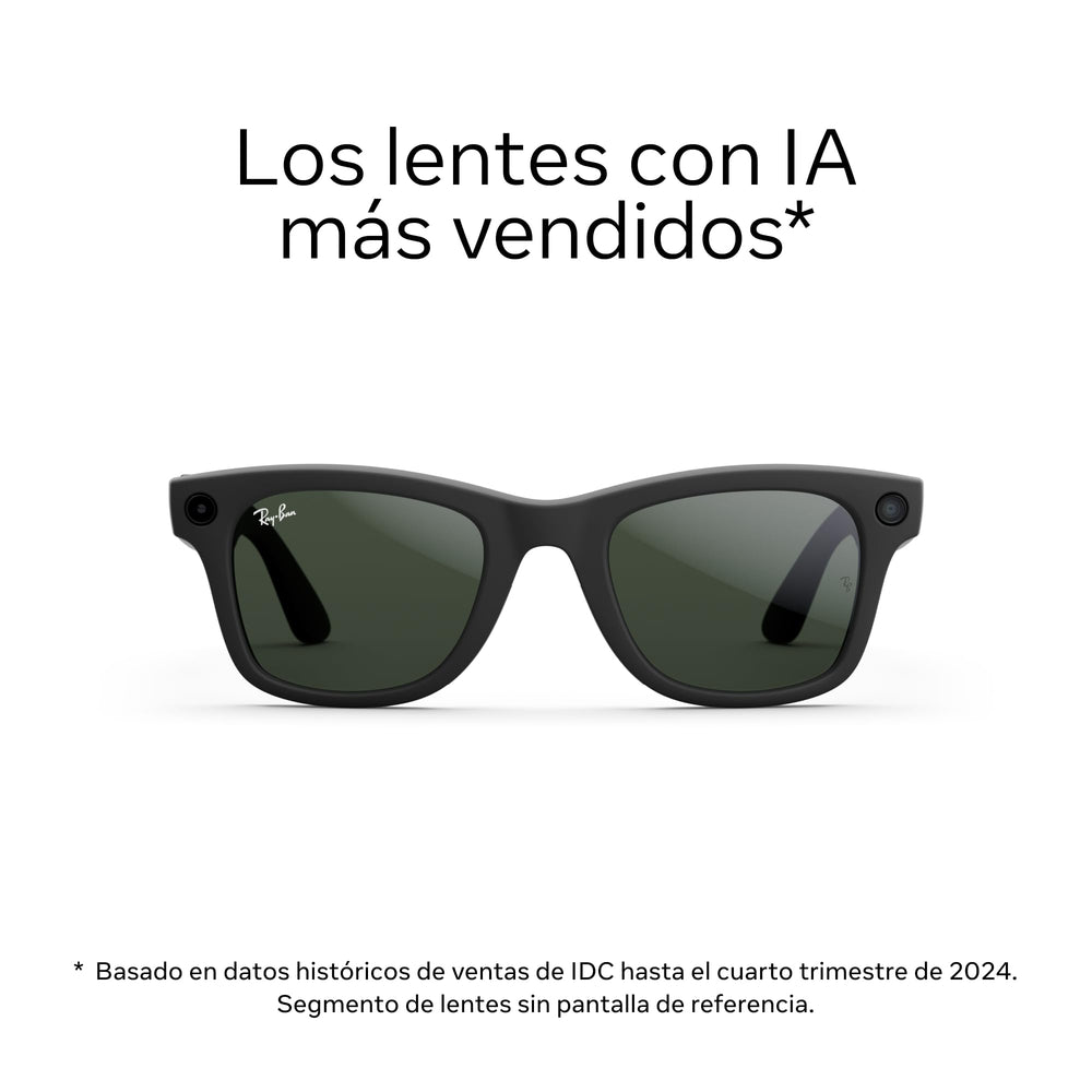Ray‑Ban Meta beside a hand to show scale and lightweight, wearable technology design