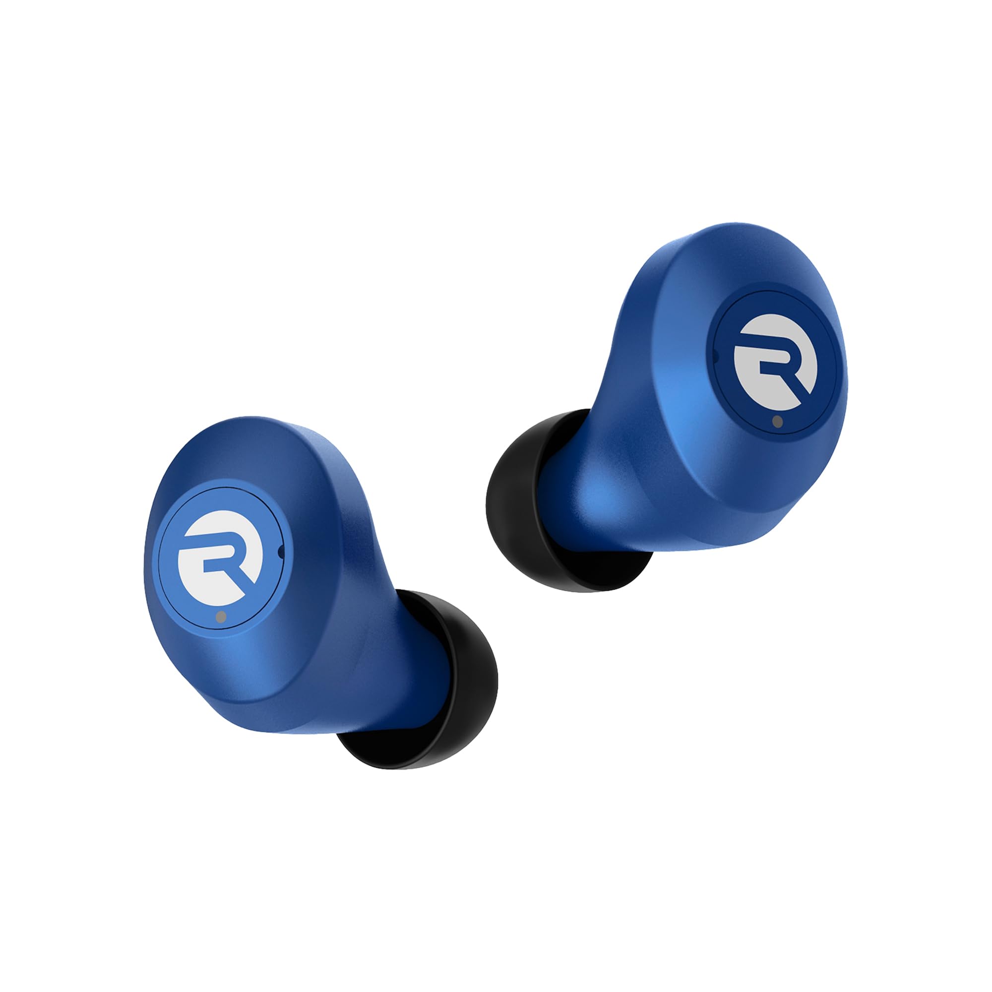 Raycon earbud side detail focusing on control buttons and tactile feedback
