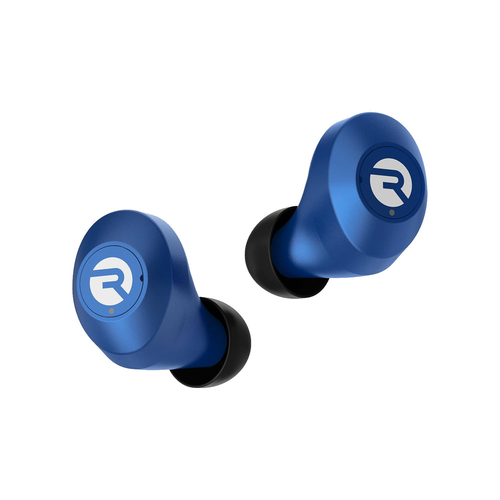 Raycon earbud side detail focusing on control buttons and tactile feedback