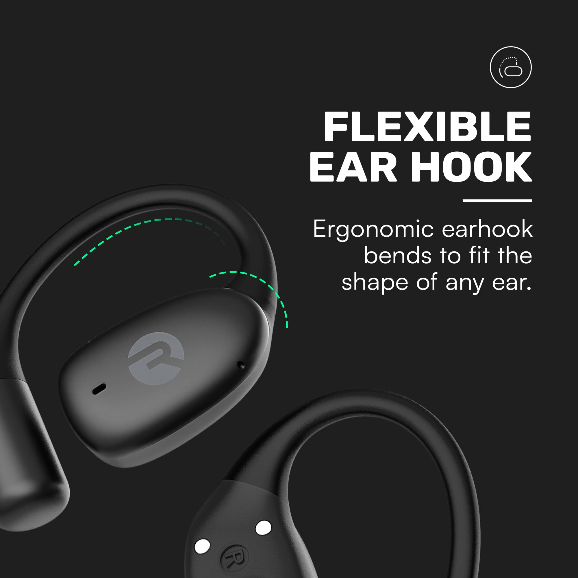 Raycon earbuds in hand to show scale and portability for everyday carry