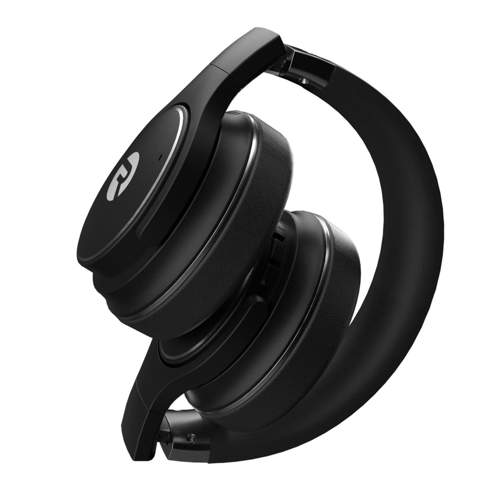Raycon folded compact headphones illustrating portability and easy storage