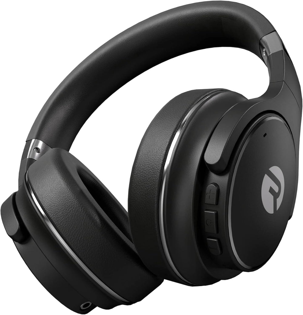 Raycon front view of headphones showing sleek black design and comfortable fit