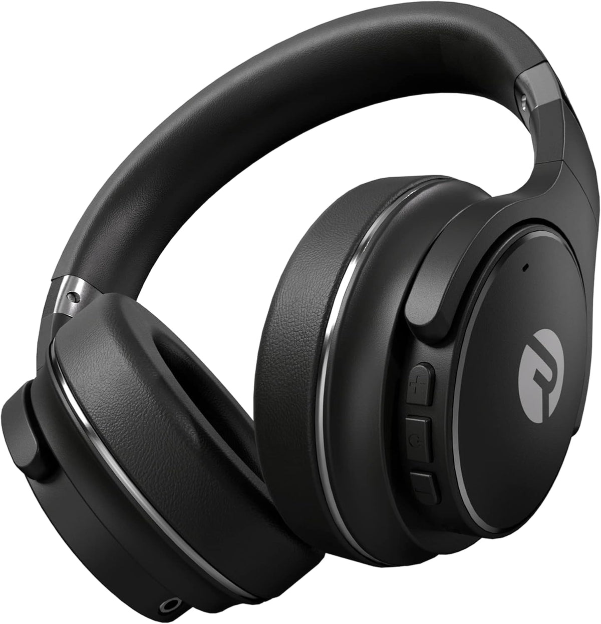 Raycon front view of headphones showing sleek black design and comfortable fit